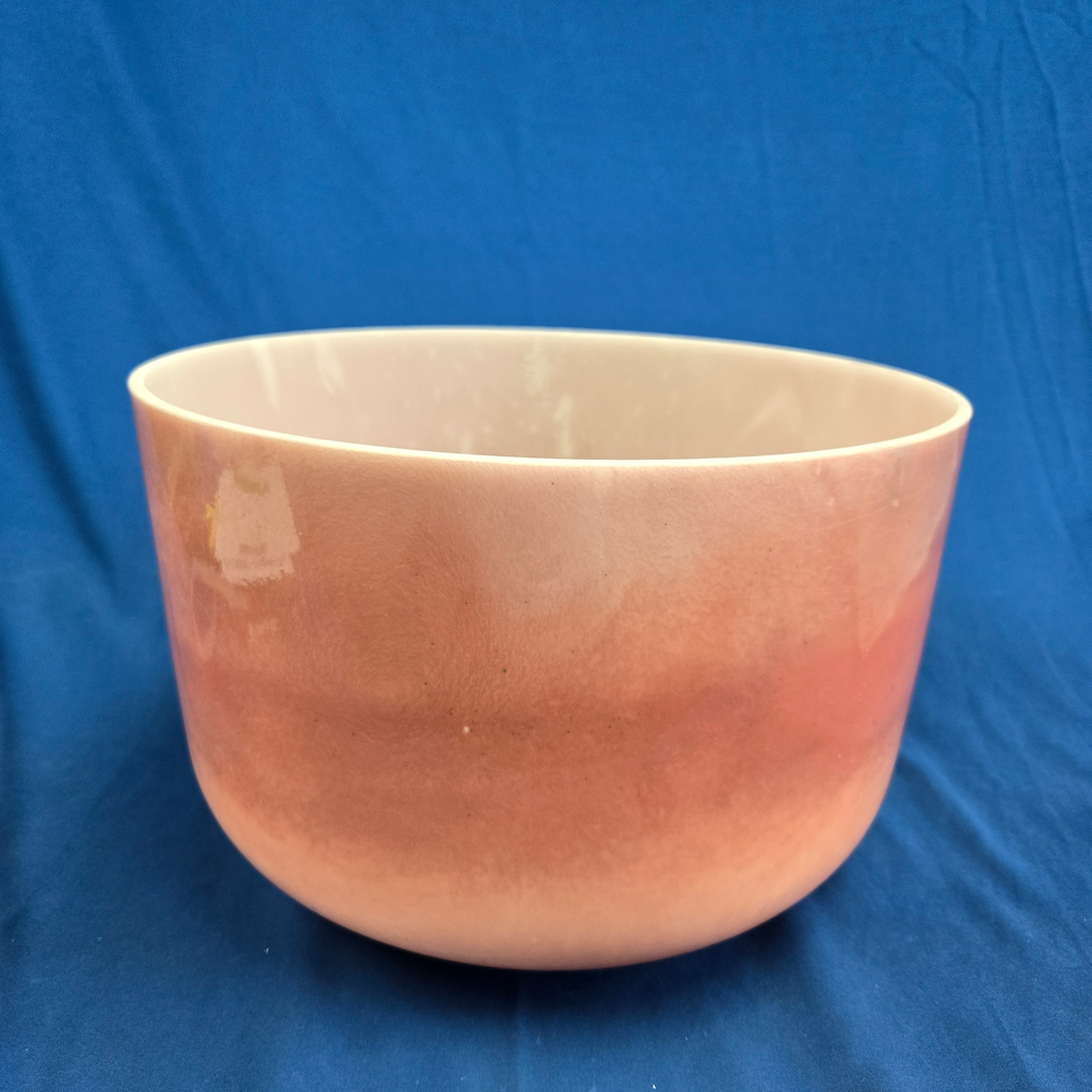 [4129] [#4129] 12" Rose Quartz Infused Quartz Crystal Singing Bowl | 3F0 | 174 Hz
