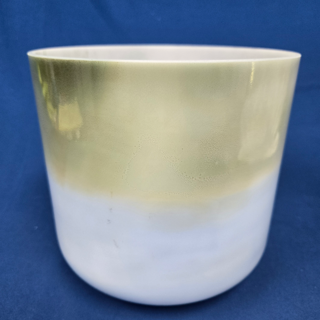 [4213] [#4213] 8" Spearmint & Blueberry Infused Quartz Crystal Singing Bowl | 4C#-34 | 271 Hz