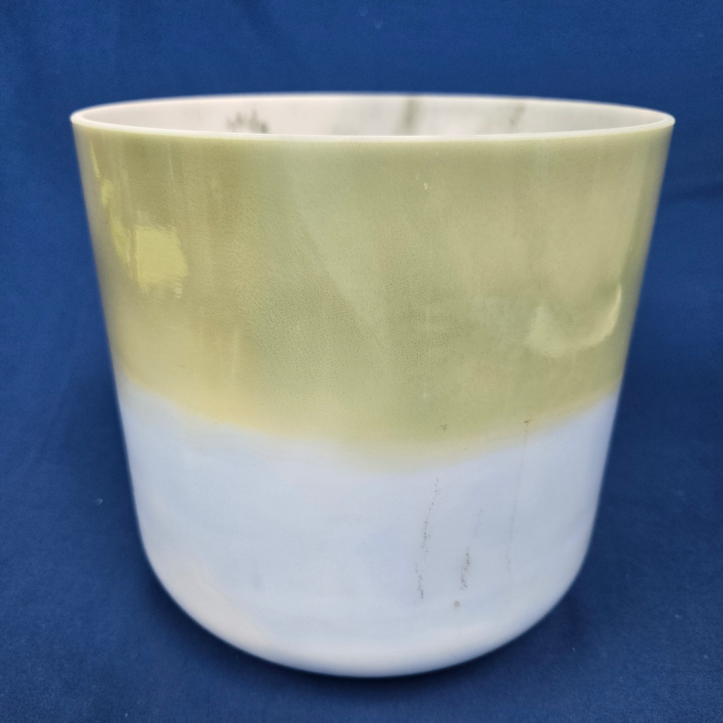 [4214] [#4214] 8" Spearmint & Blueberry Infused Quartz Crystal Singing Bowl | 4C+42 | 268 Hz