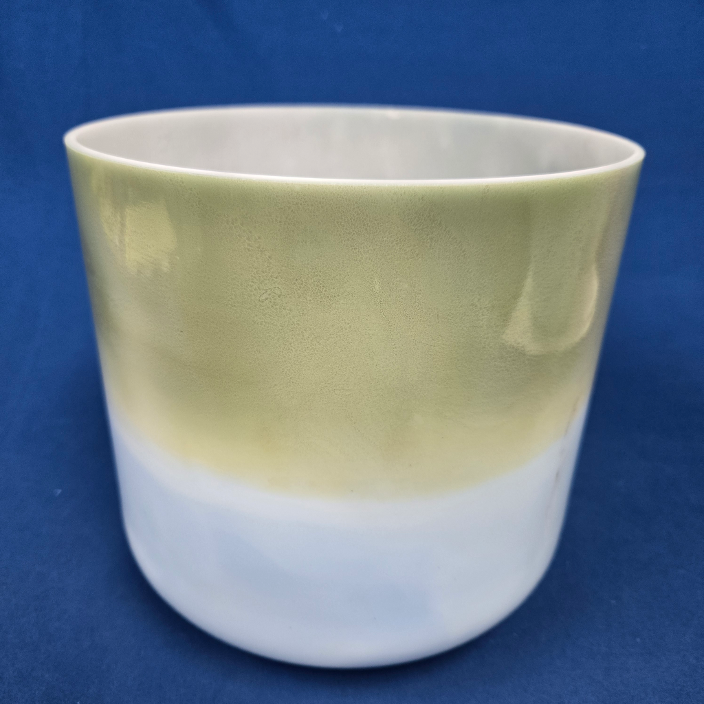 [4215] [#4215] 8" Spearmint & Blueberry Infused Quartz Crystal Singing Bowl | 4C+17 | 264 Hz