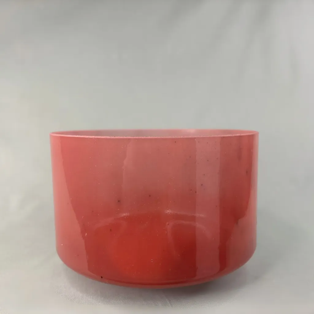 [1525] Peach Garnet Quartz Crystal Singing Bowl | 9" E Note (-15)| A=432 Tuning | #1525