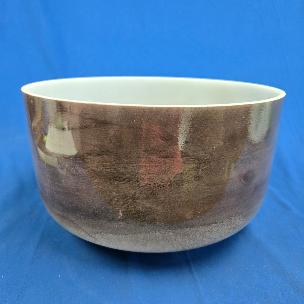 [#4281] Cacao Infused Quartz Crystal Singing Bowl | 14" | 3 G# -34 | 203 Hz