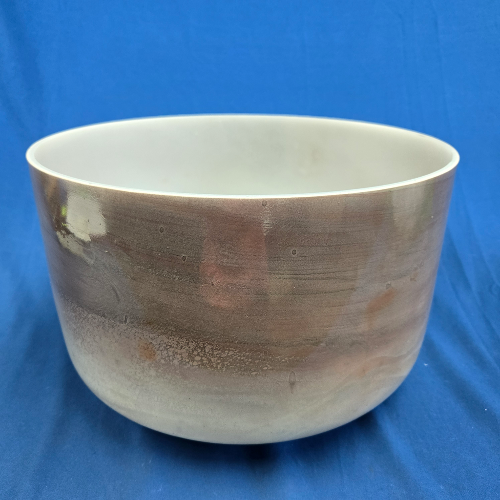 [4283] [#4283] 14" Cappuccino Infused Quartz Crystal Singing Bowl | 3D#+23 | 157 Hz