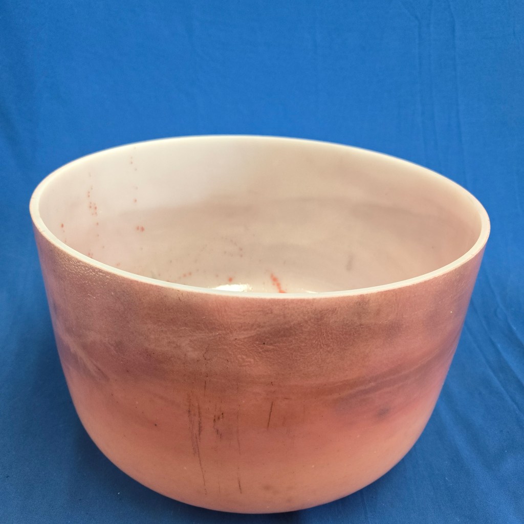 [4287] [#4287] 14" Rose Quartz Infused Quartz Crystal Singing Bowl | 3E-12 | 163 Hz