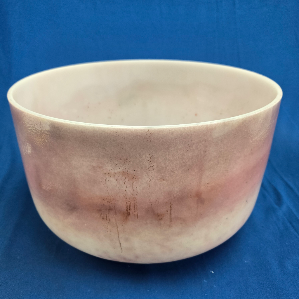 [4289] [#4289] 14" Rose Quartz Infused Quartz Crystal Singing Bowl | 3E-8 | 164 Hz