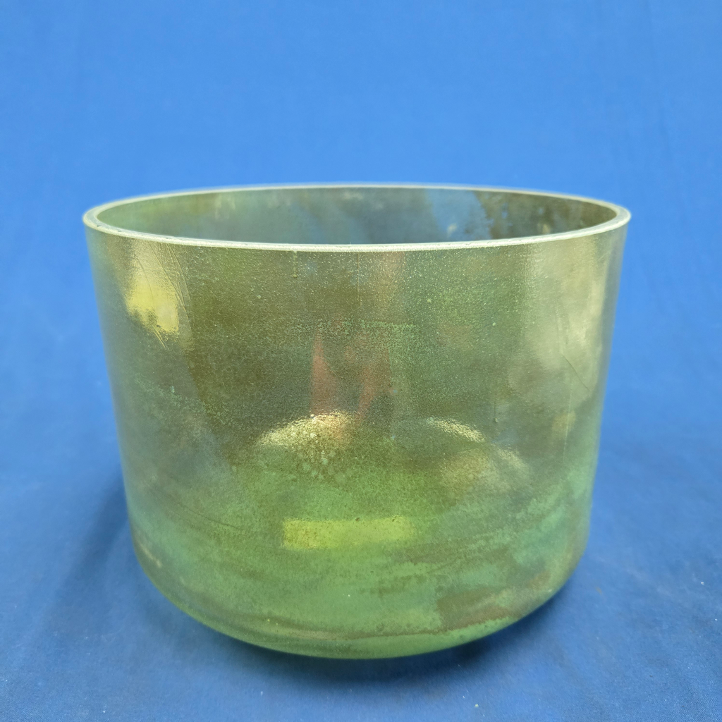 [4330] [#4330] 9" Green Amethyst Infused Quartz Crystal Singing Bowl | 4F#-16 | 366 Hz