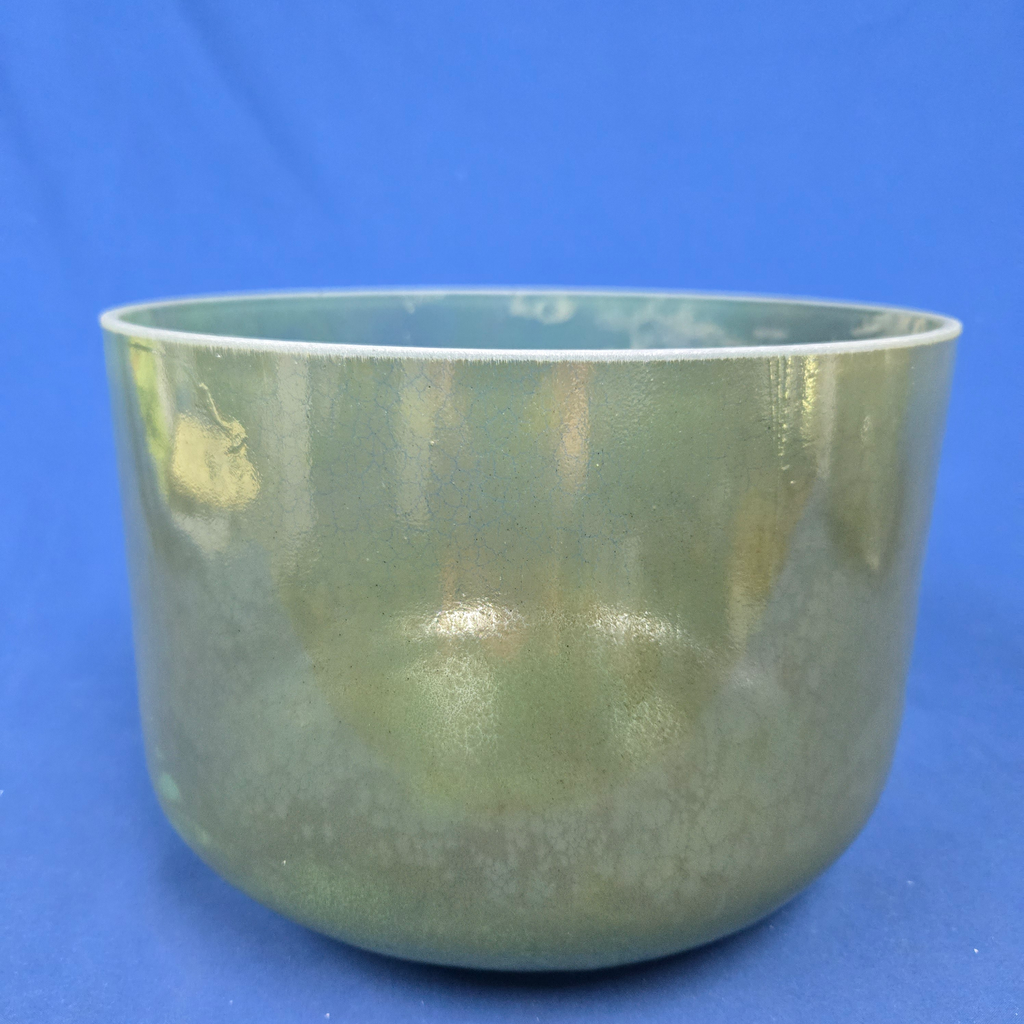 [#4445] 10" Moldavite Infused Quartz Crystal Singing Bowl | 4C#+43 | 284 Hz