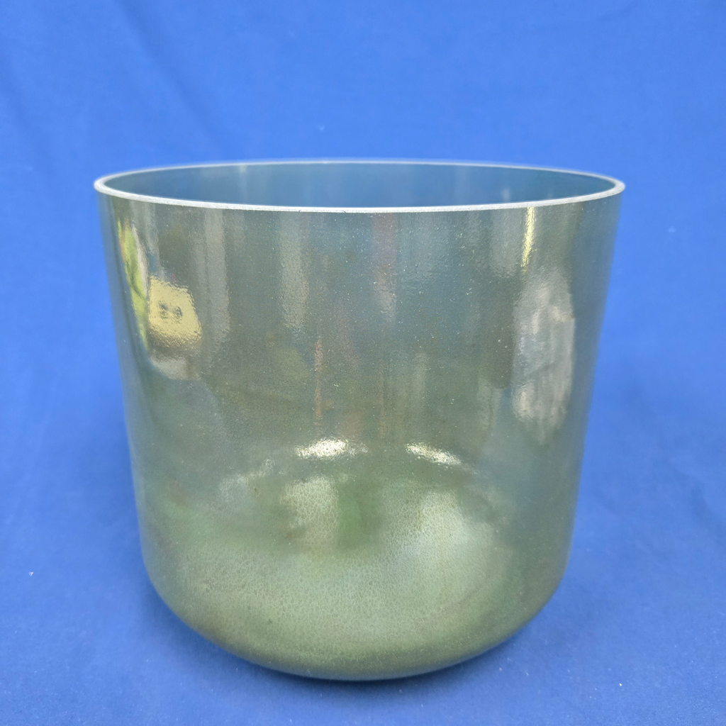 [#4447] 10" Moldavite Infused Quartz Crystal Singing Bowl | 3G#+13 | 209 Hz