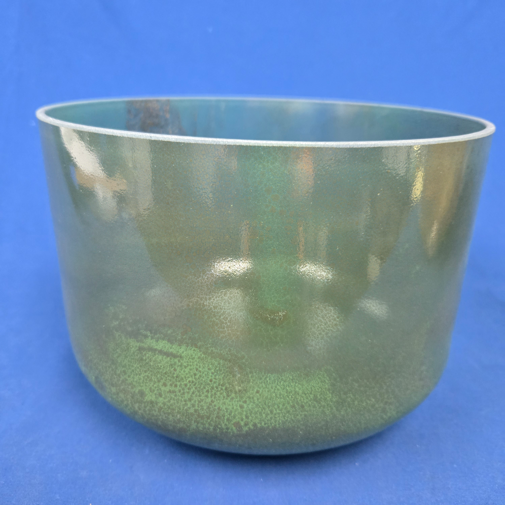 [#4448] 10" Moldavite Infused Quartz Crystal Singing Bowl | 4C-23 | 258 Hz