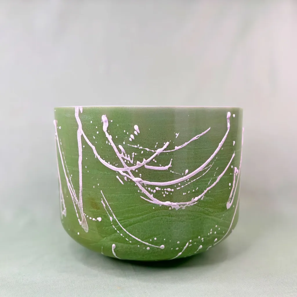 [1714] [#1714] 10" Green Aventurine Infused Quartz Crystal Singing Bowl | C-10