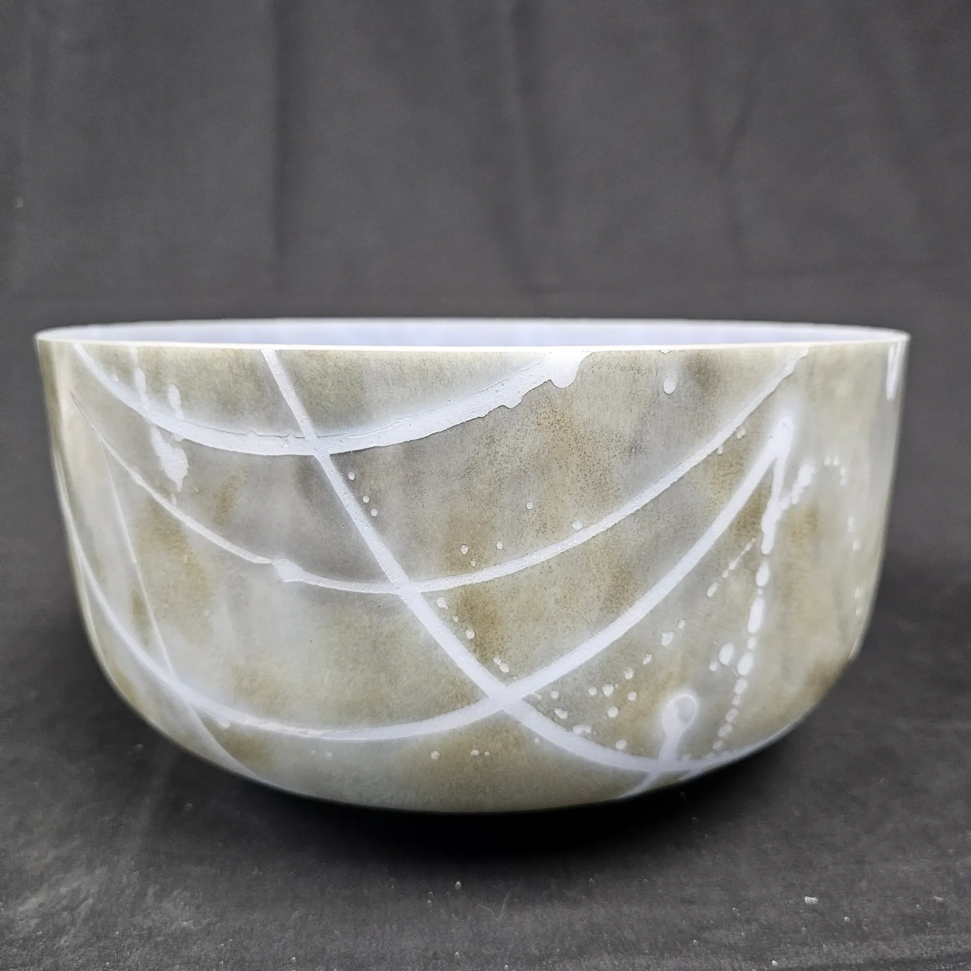 [#1948] 12" Apatite Infused Quartz Crystal Singing Bowl | 3F#0 | 148 Hz