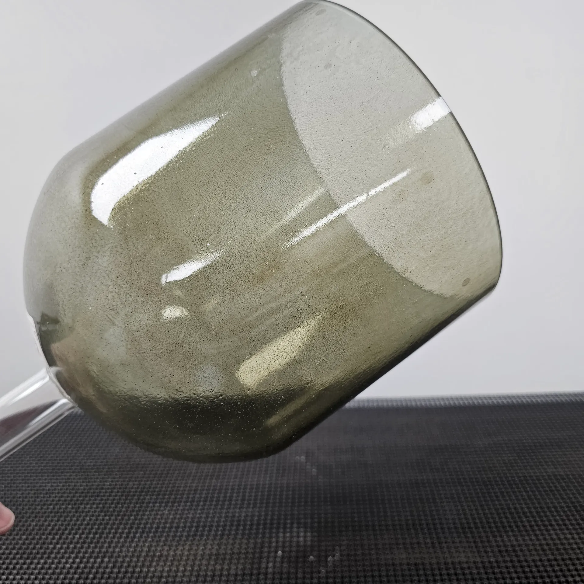 [#2029] 7" Moldavite Infused Quartz Crystal Singing Bell | 4F+17 | 352 Hz