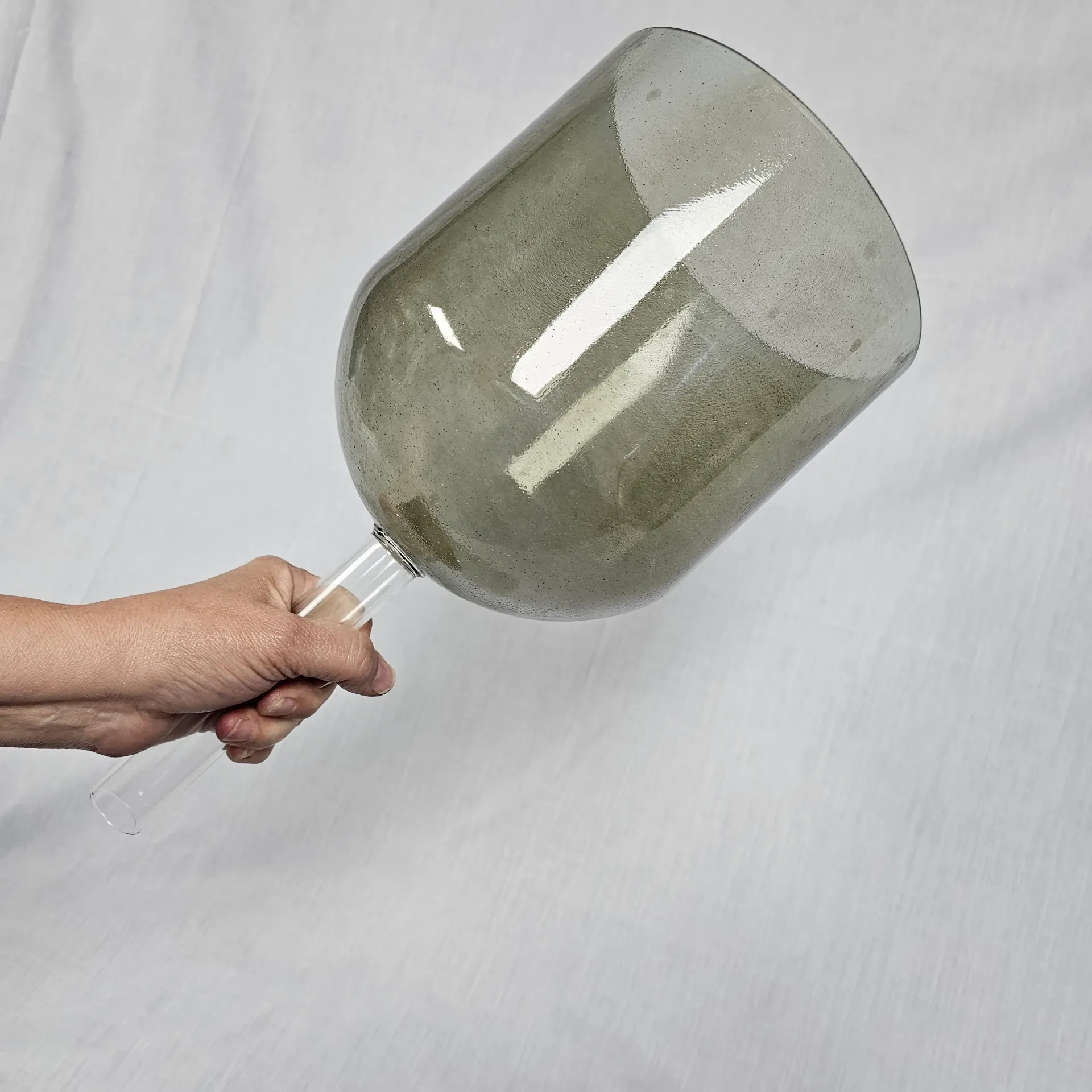 [#2031] 7" Moldavite Infused Quartz Crystal Singing Bell | 4E-12 | 328 Hz