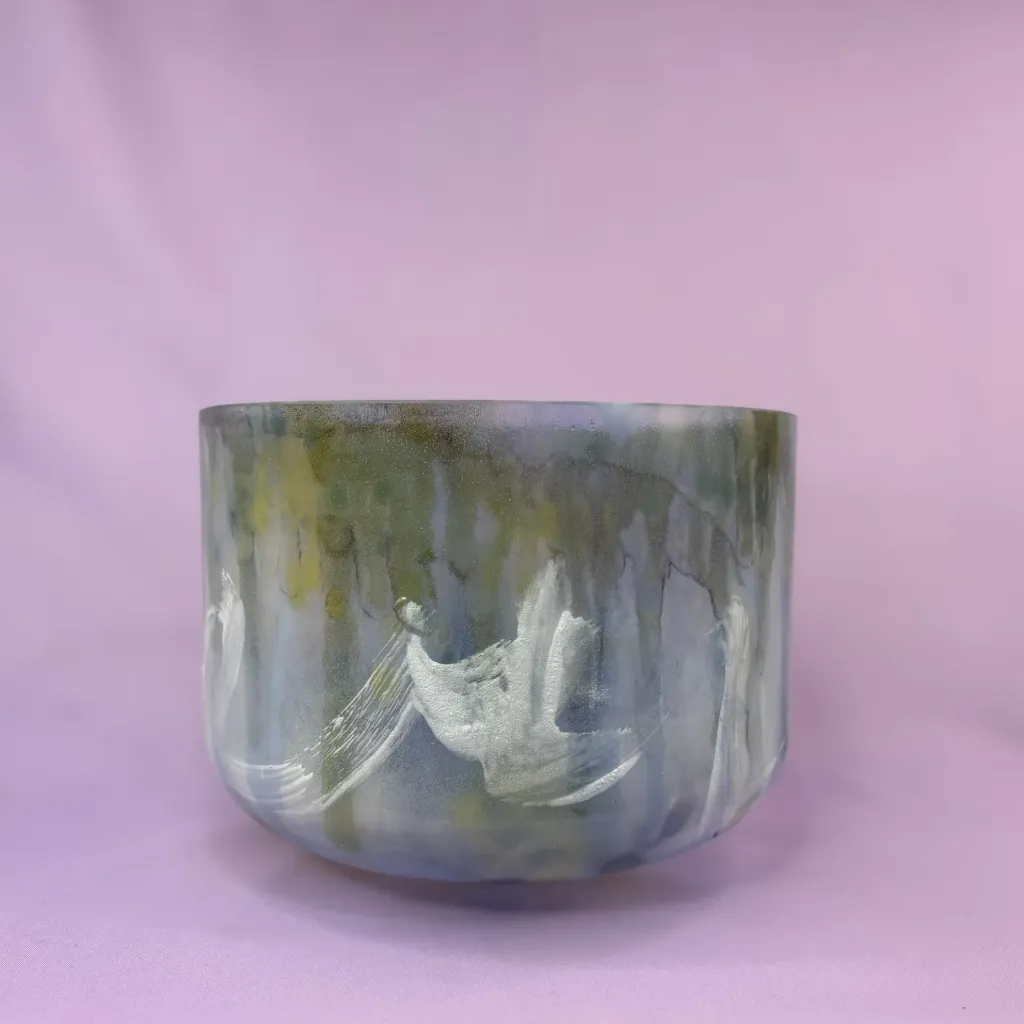 [436] Sacred Geometry Tea Quartz Crystal Singing Bowl | 10" A# Note (-32) | A=432 Tuning | #436