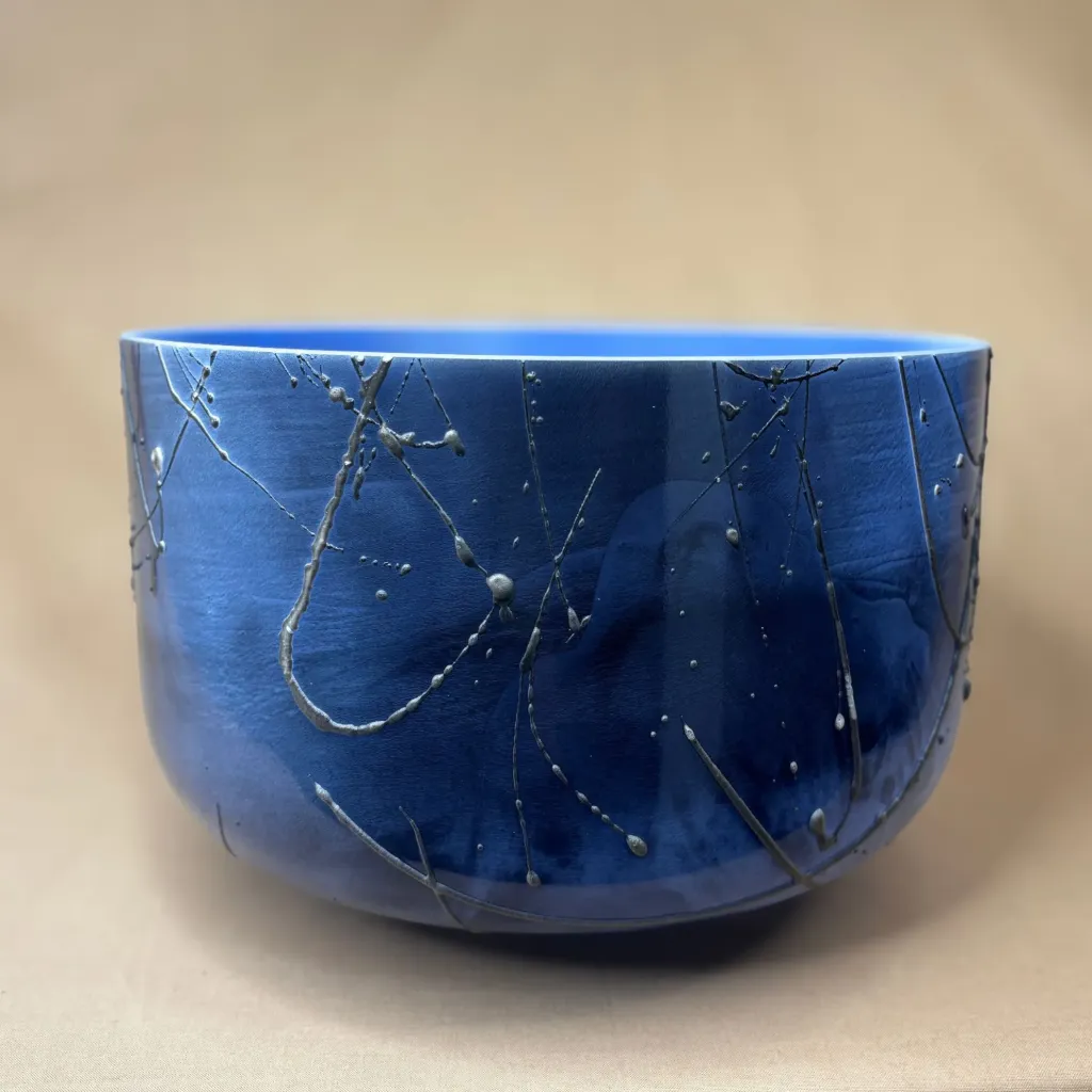 [1873] [#1873] 12" Lapis Infused Quartz Crystal Singing Bowl | F#+10