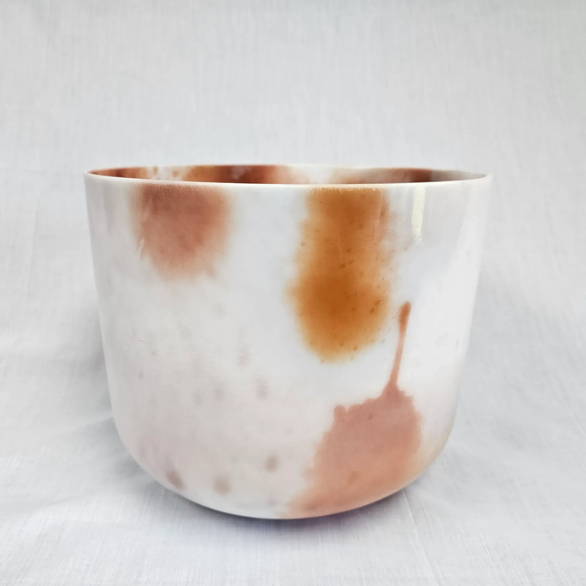 [#4811] Cacao & Rose Petal Infused Quartz Crystal Singing Bowl | 12" | 3D# +12 | 156 Hz