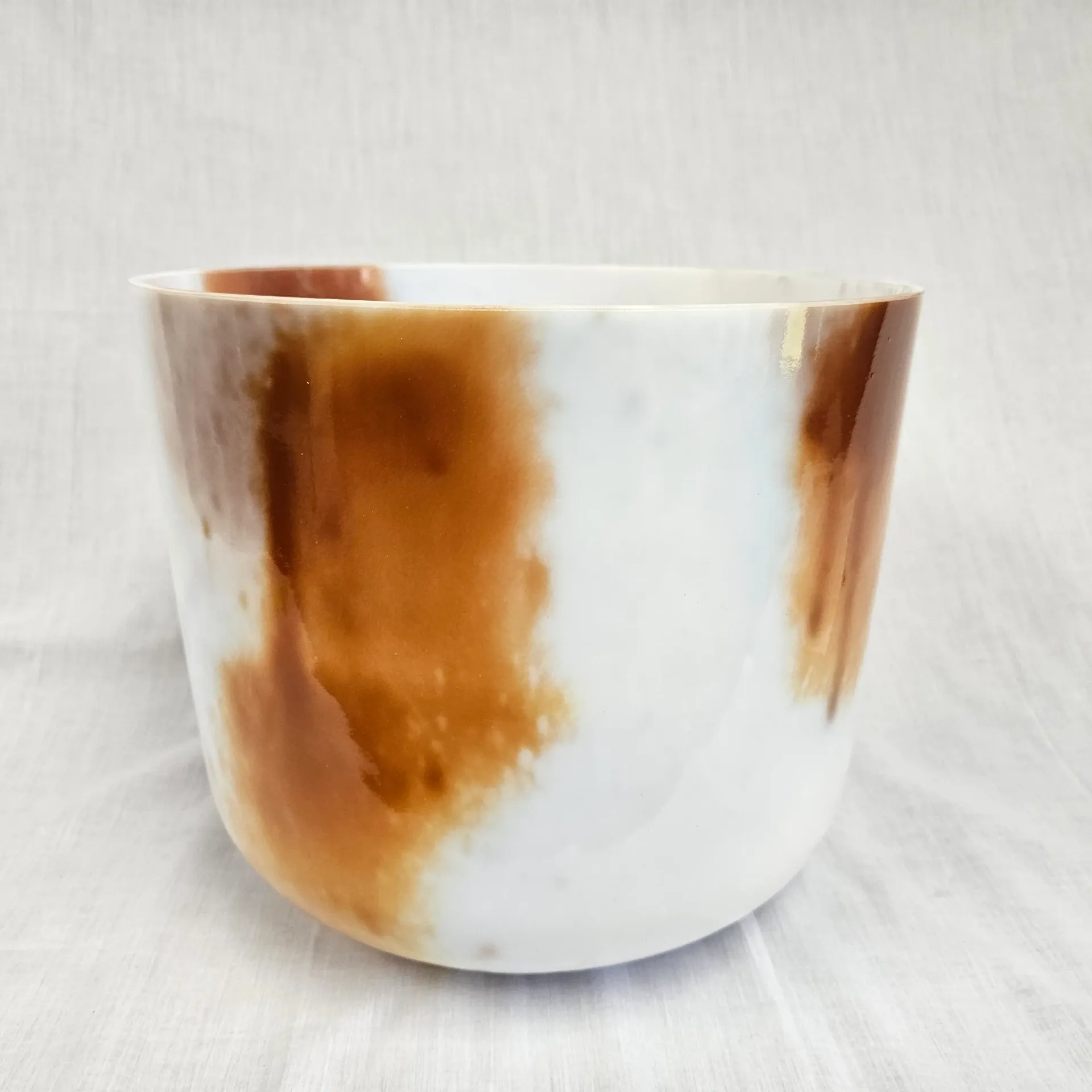 [#4813] 12" Cacao & Rose Petal Infused Quartz Crystal Singing Bowl | 3D#+45 | 158 Hz
