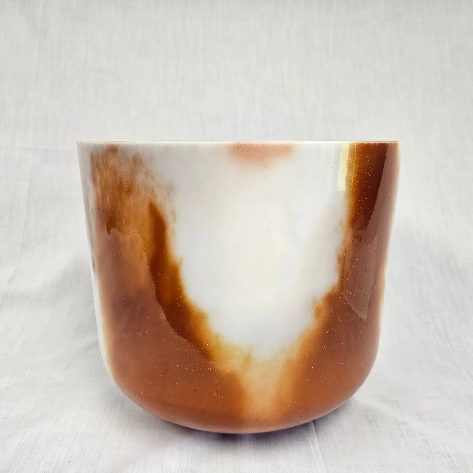 [#4814] Cacao & Rose Petal Infused Quartz Crystal Singing Bowl | 12" | 3E +34 | 168 Hz