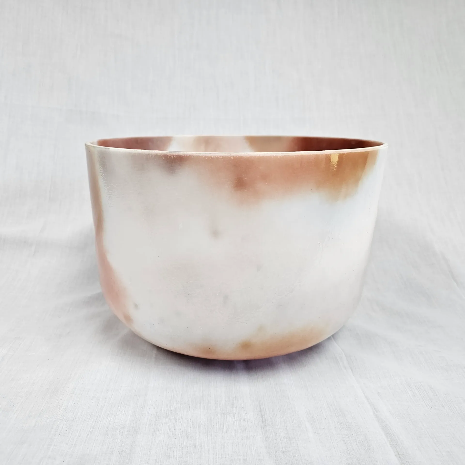 [#4815] Cacao & Rose Petal Infused Quartz Crystal Singing Bowl | 12" | 3F#-16 | 183 Hz