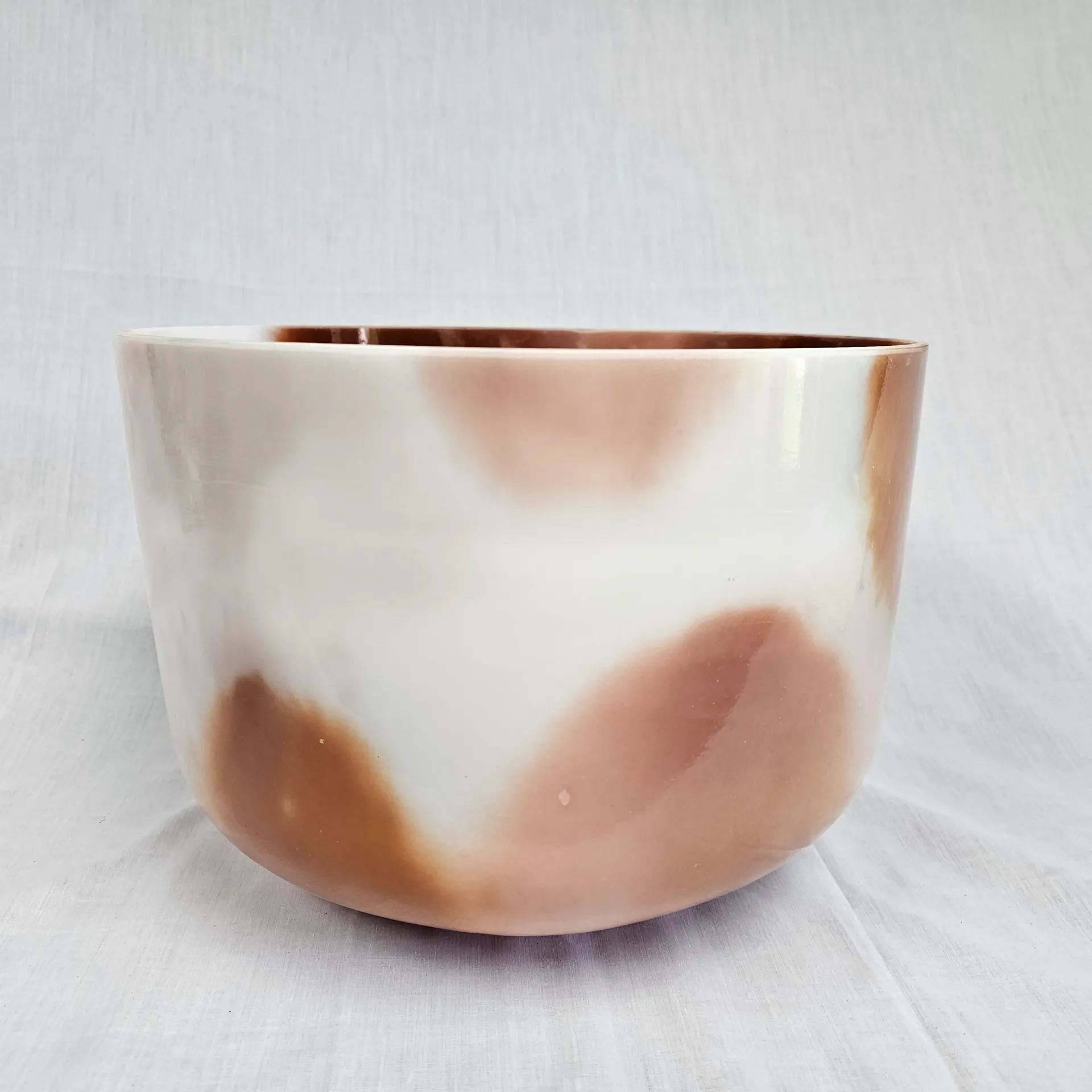 [#4816] 12" Cacao & Rose Petal Infused Quartz Crystal Singing Bowl | 3E+49 | 169 Hz