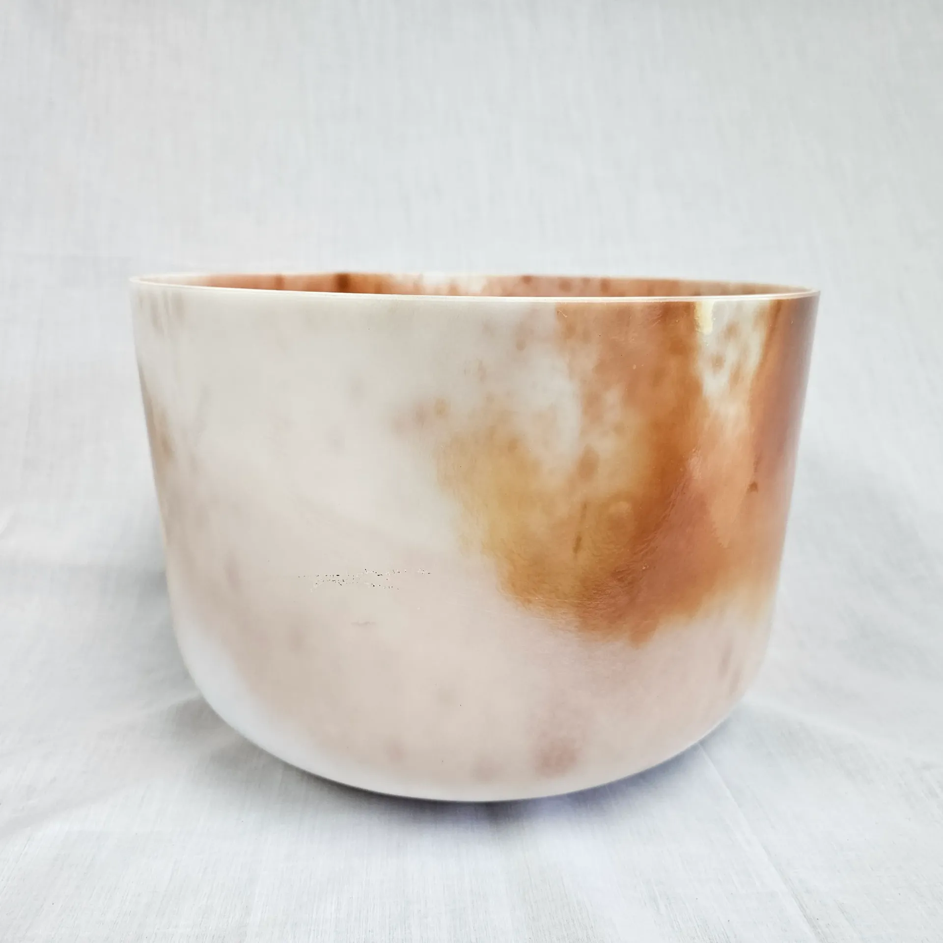 [#4817] 12" Cacao & Rose Petal Infused Quartz Crystal Singing Bowl | 3C+34 | 133 Hz