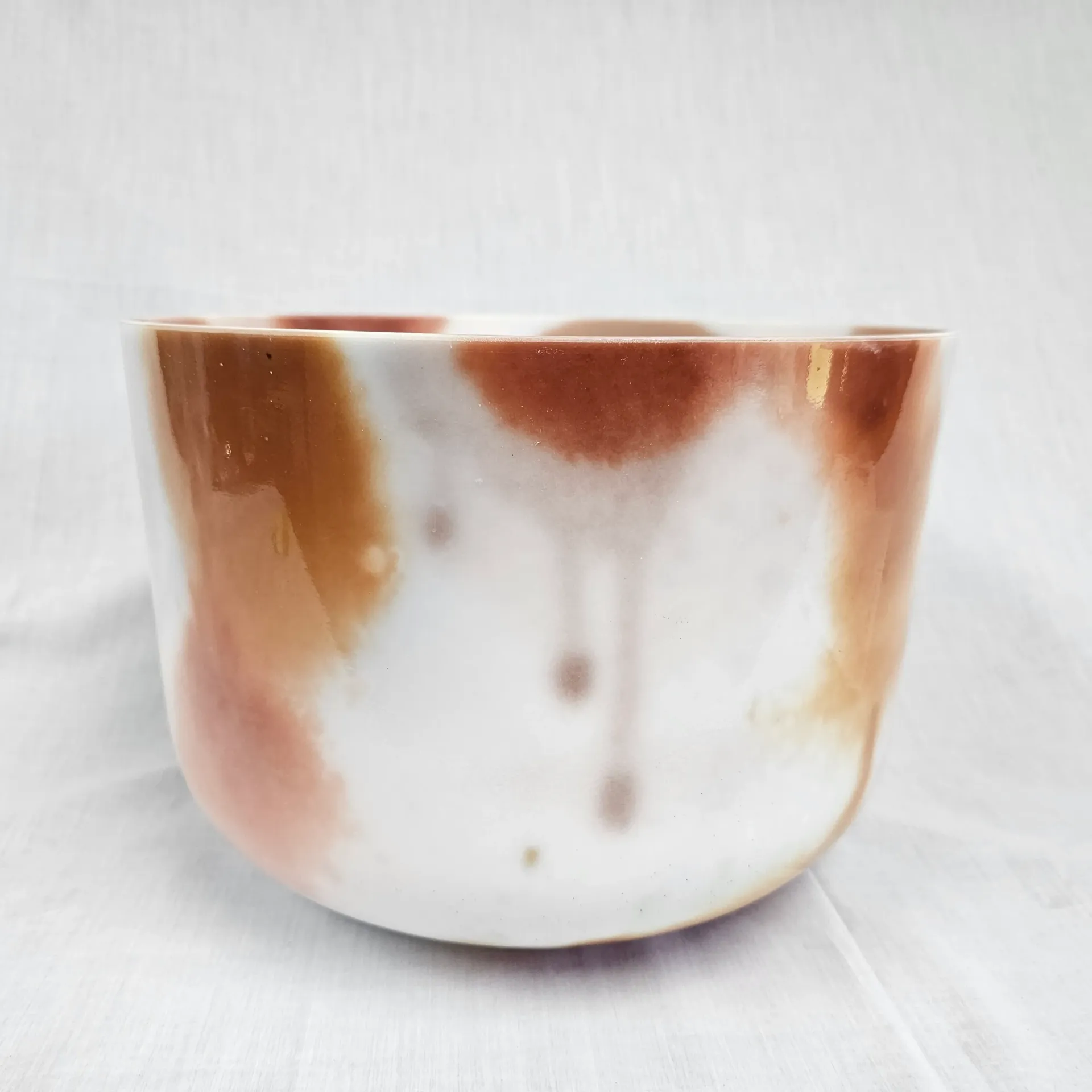 [#4819] Cacao & Rose Petal Infused Quartz Crystal Singing Bowl | 12" | 3F +37 | 178 Hz