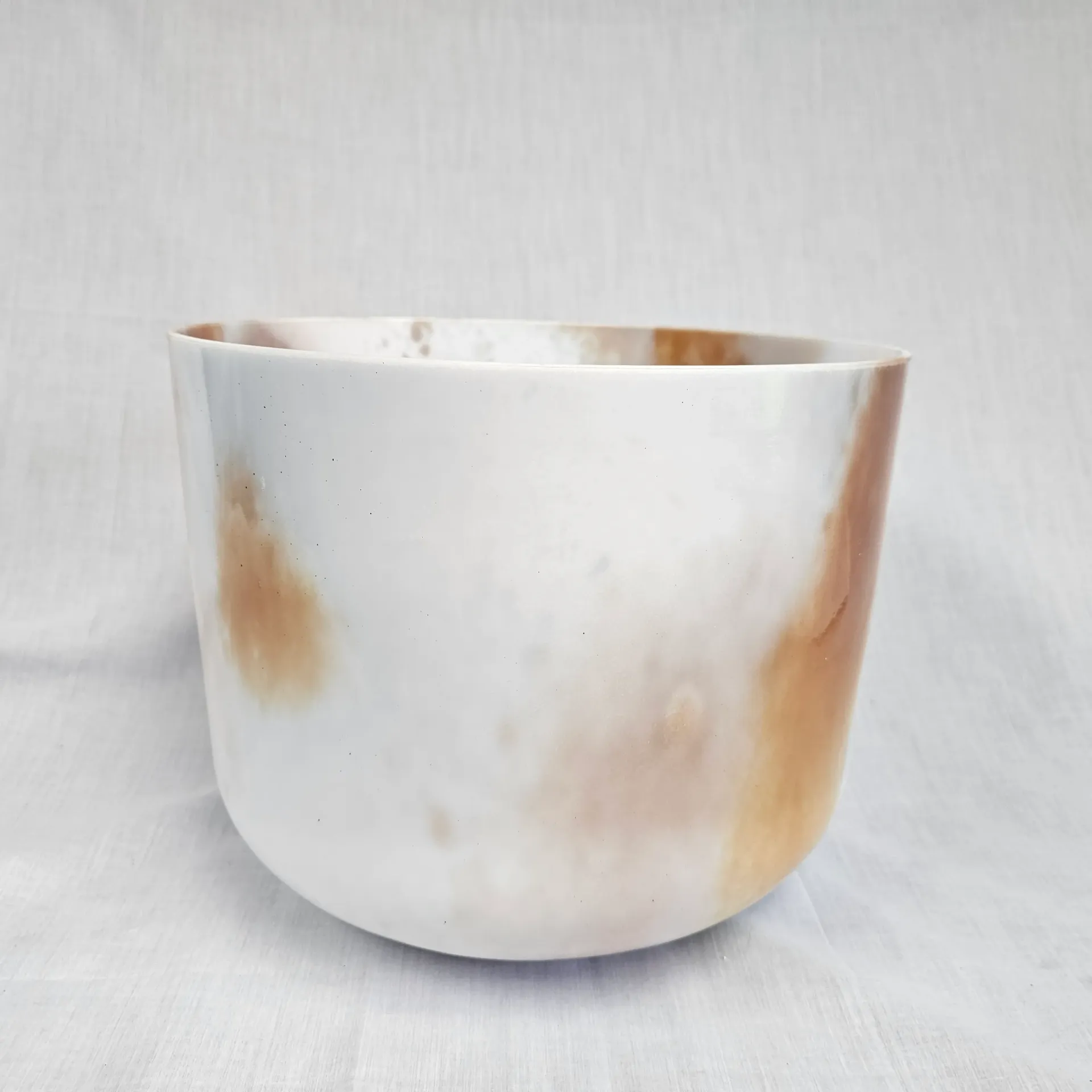 [#4822] Cacao & Rose Petal Infused Quartz Crystal Singing Bowl | 12" | 3D -40 | 143 Hz