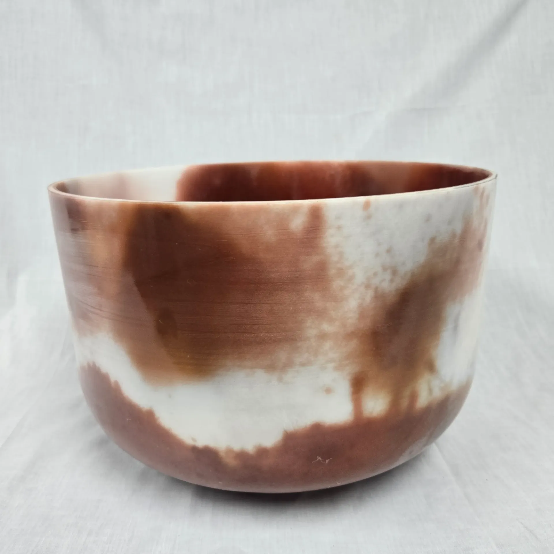 [#5007] 14" Cacao & Rose Petal Infused Quartz Crystal Singing Bowl | 3F#-45 | 180 Hz