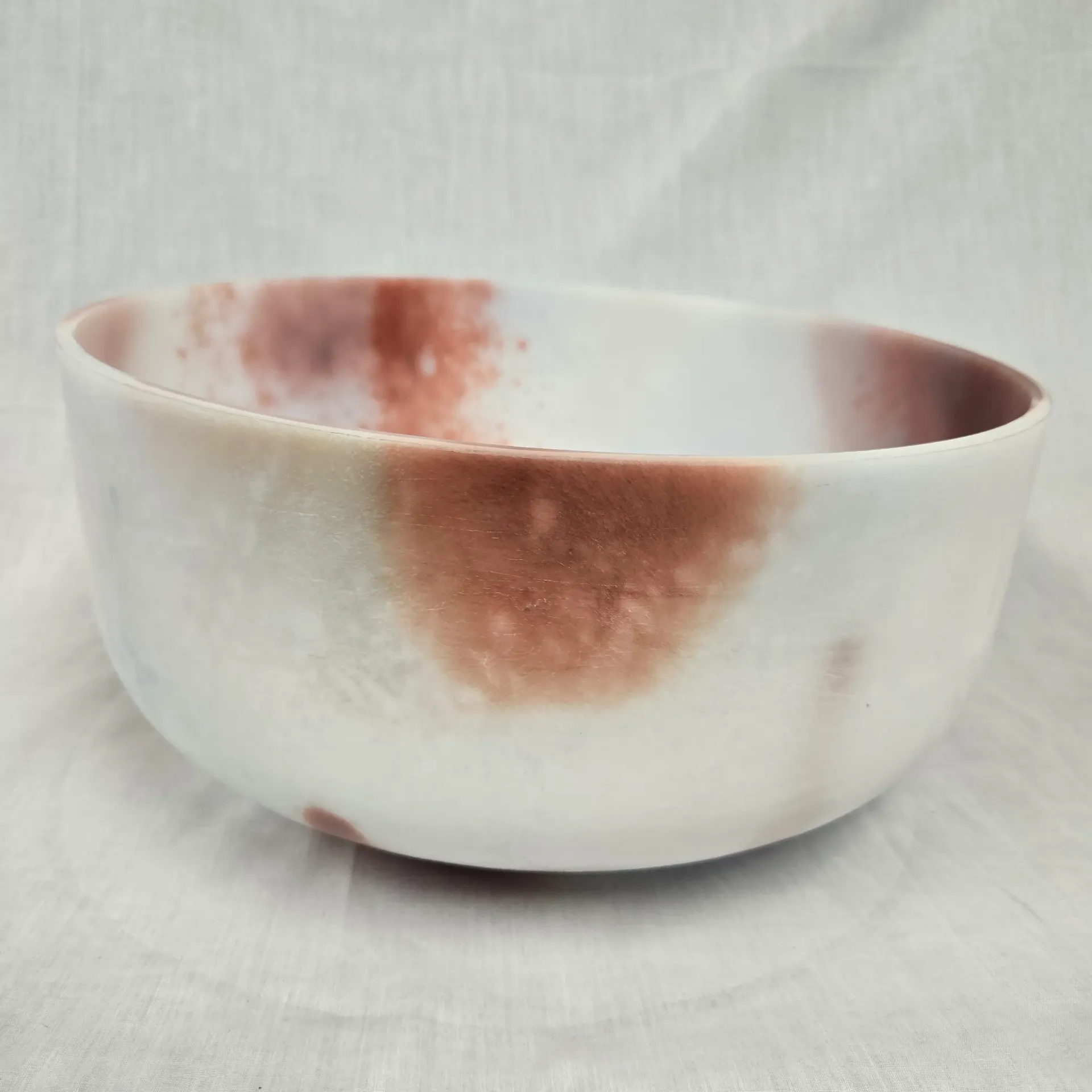[#5010] 14" Cacao & Rose Petal Infused Quartz Crystal Singing Bowl | 3A#-3 | 232 Hz