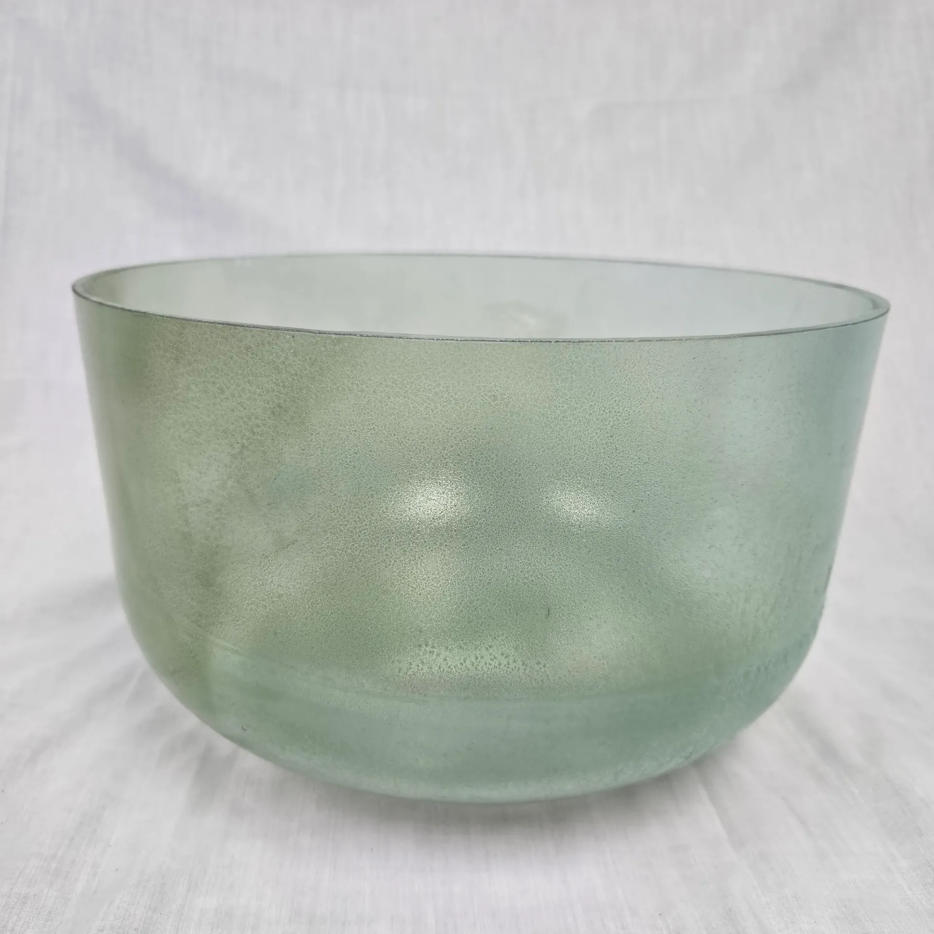[#5035] 12" Green Amethyst Infused Quartz Crystal Singing Bowl | 3A#+43 | 239 Hz | Wabi-Sabi