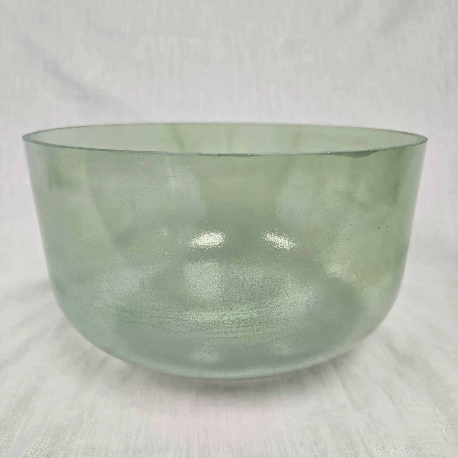 [#5037] 12" Green Amethyst Infused Quartz Crystal Singing Bowl | 3A#-45 | 227 Hz