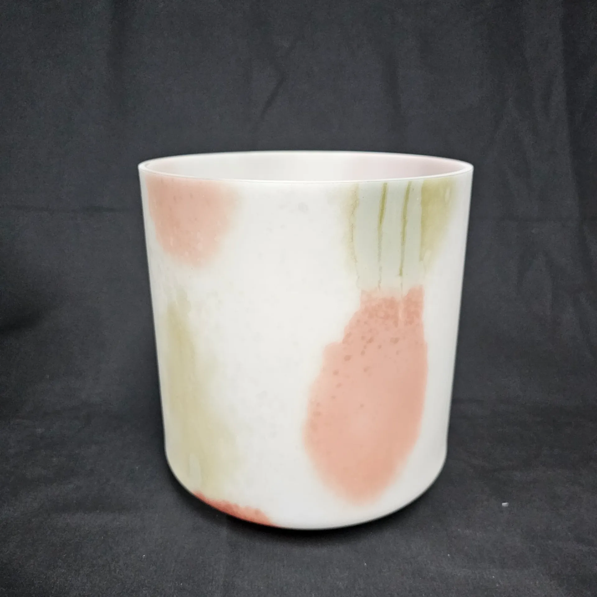 [#5119] 7" Moldavite & Rose Quartz Infused Quartz Crystal Singing Bowl | 4F+4 | 350 Hz