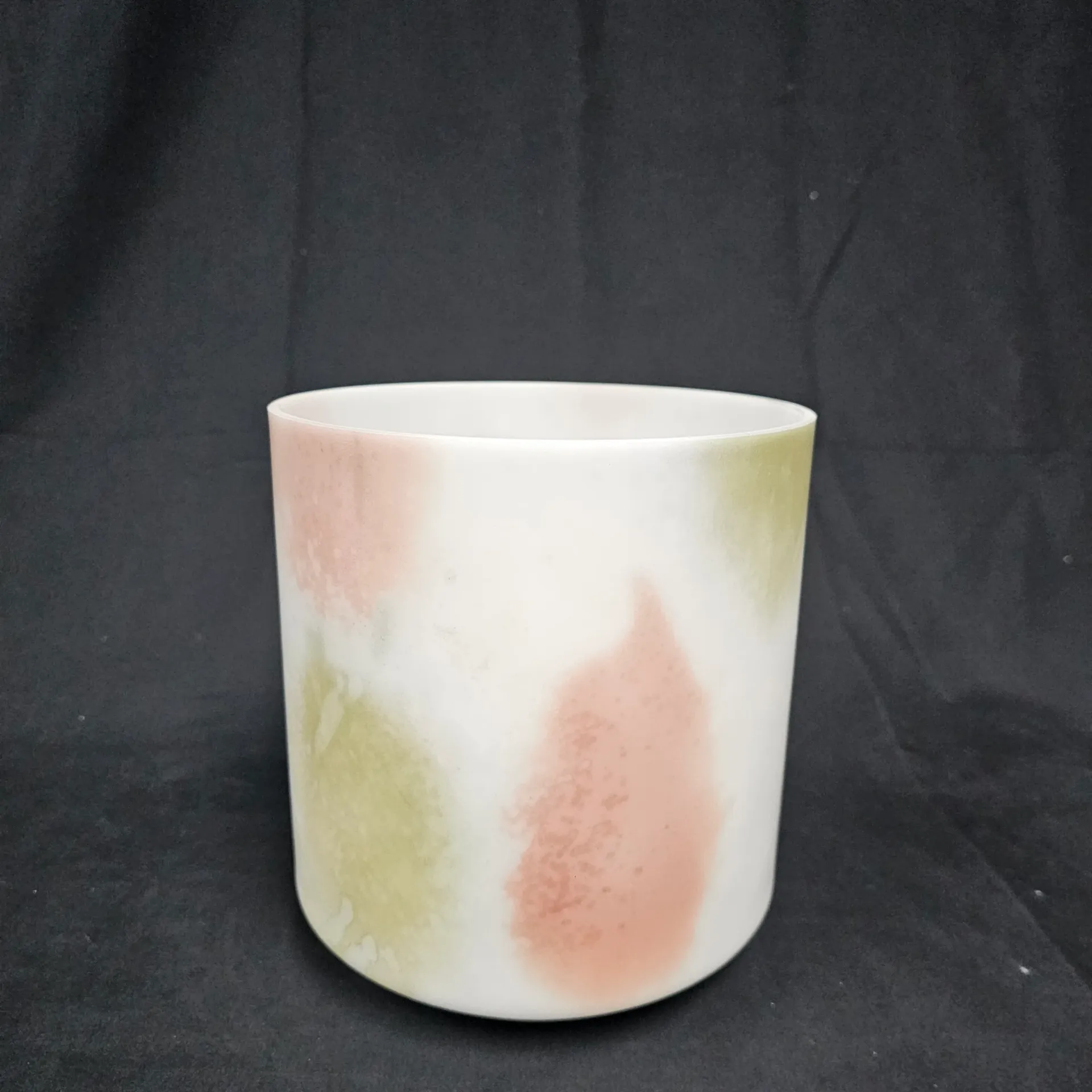 [5120] [#5120] 7" Moldavite & Rose Quartz Infused Quartz Crystal Singing Bowl | 4F#-18 | 366 Hz
