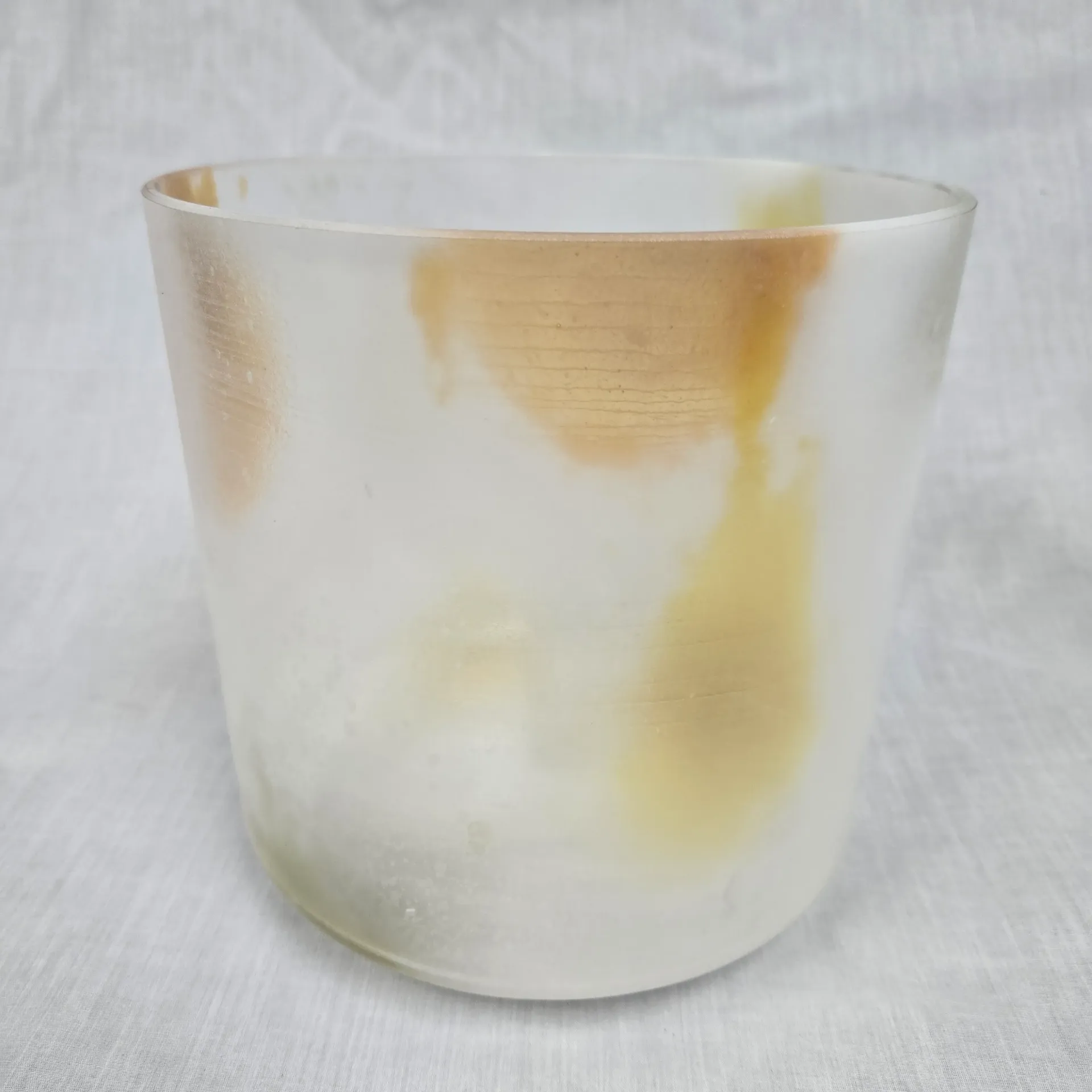 [#5146] 7" Citrus Burst Infused Quartz Crystal Singing Bowl | 4F+40 | 357 Hz | Wabi-Sabi