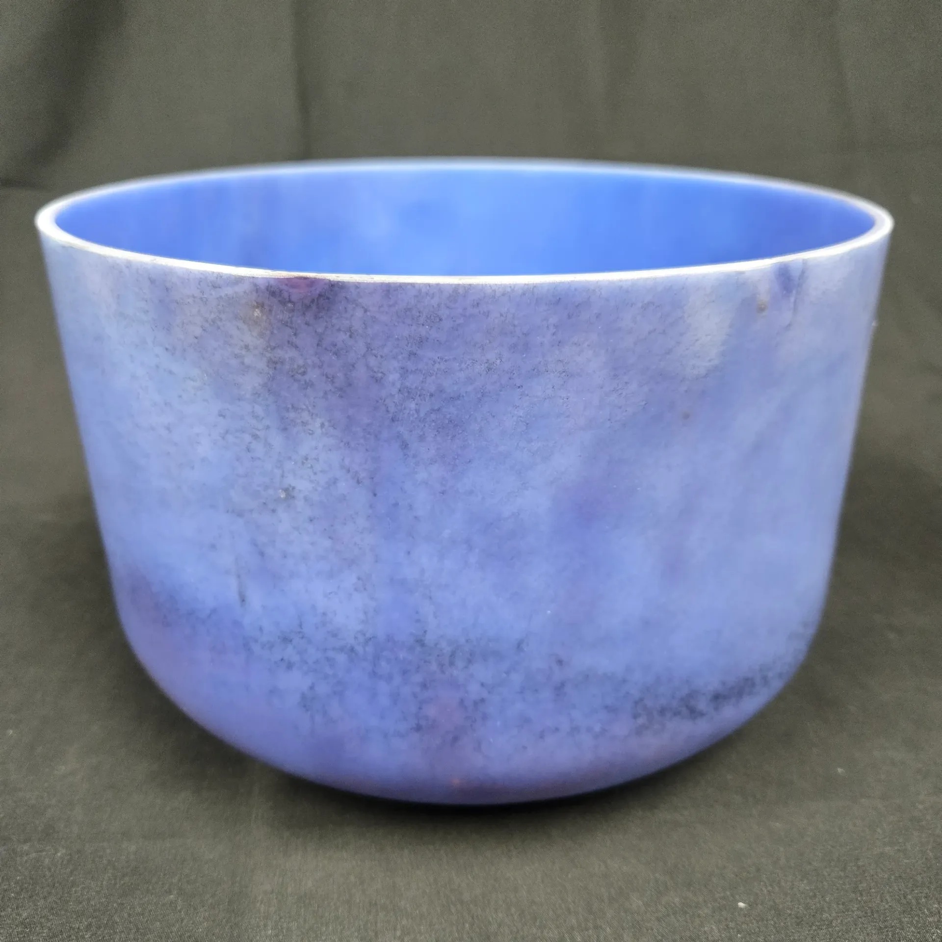 [#5195] 9" Iolite Infused Quartz Crystal Singing Bowl | 4C+8 | 263 Hz | Wabi-Sabi