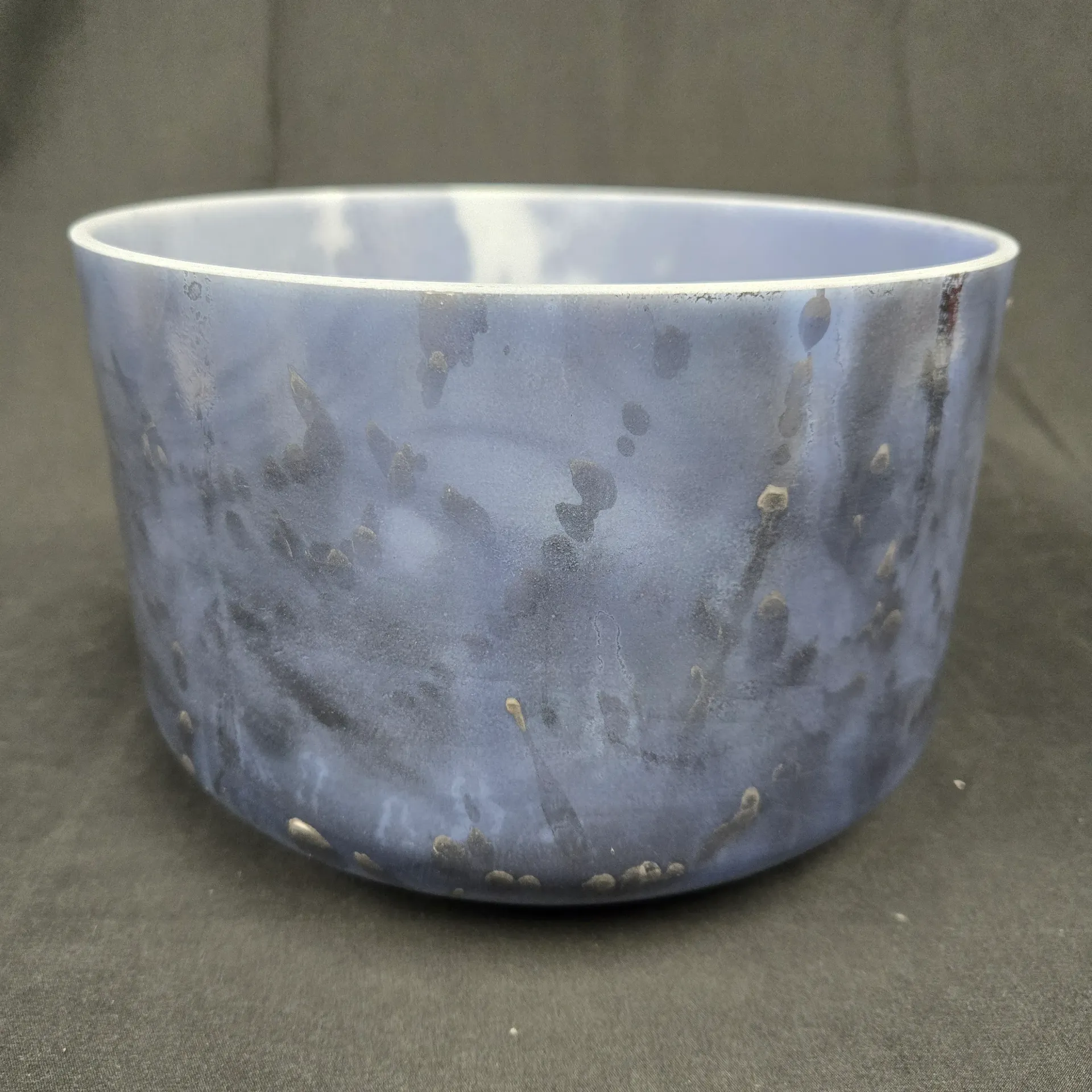 [#5205] 9" Lapis Lazuli Infused Quartz Crystal Singing Bowl | 4C#-32 | 272 Hz