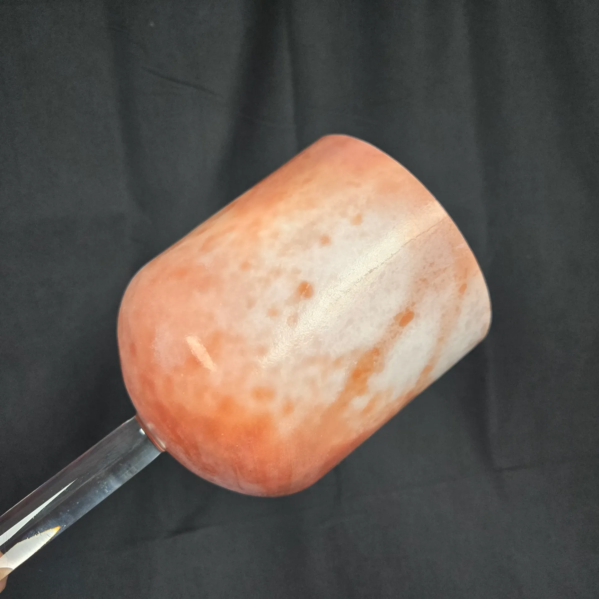 [#5231] 5" Cacao & Rose Petal Infused Quartz Crystal Singing Bell | 5C#0 | 554 Hz