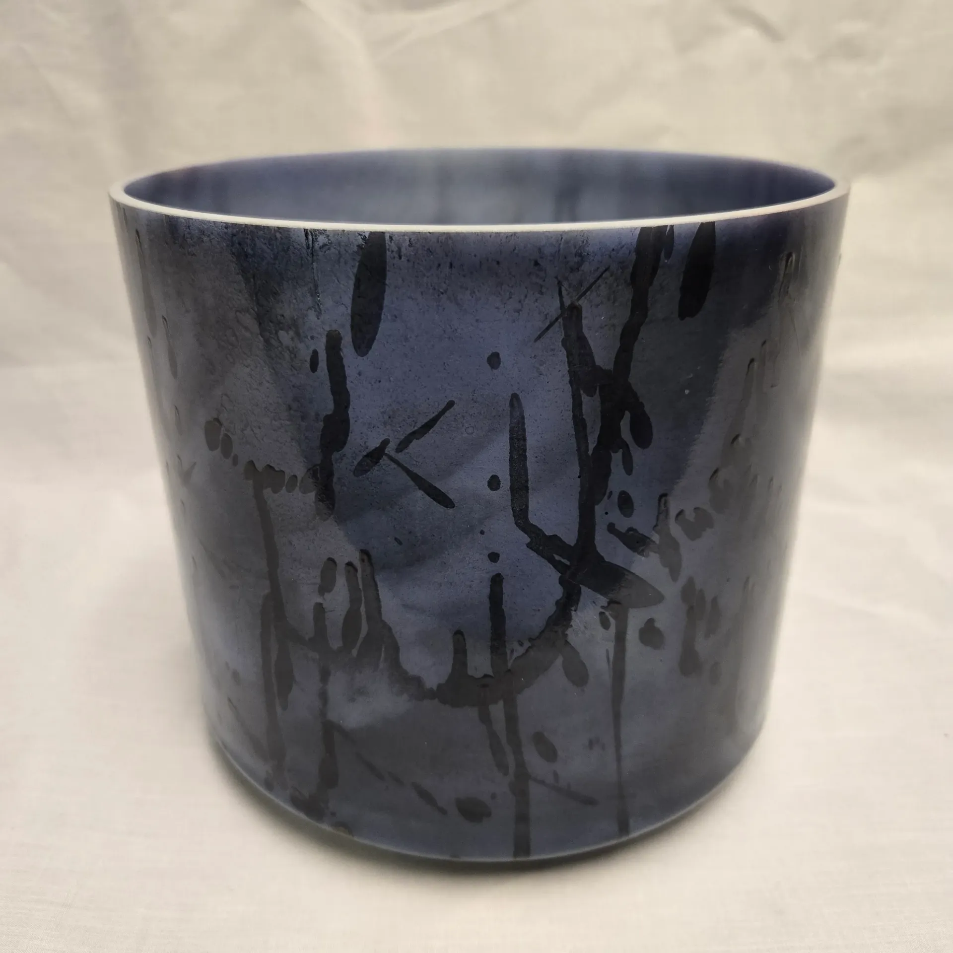 [#5264] 8" Lapis Lazuli Infused Quartz Crystal Singing Bowl | 4D+32 | 299 Hz
