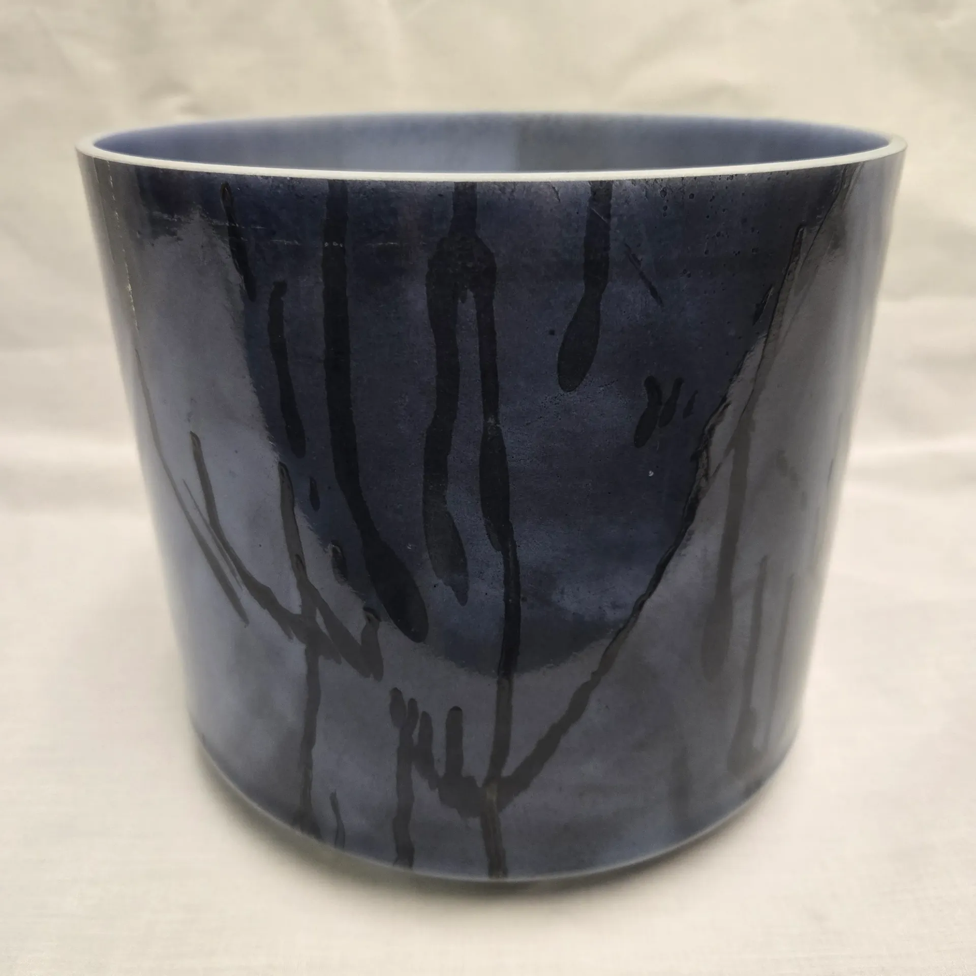 [#5267] 8" Lapis Lazuli Infused Quartz Crystal Singing Bowl | 4D+34 | 299 Hz