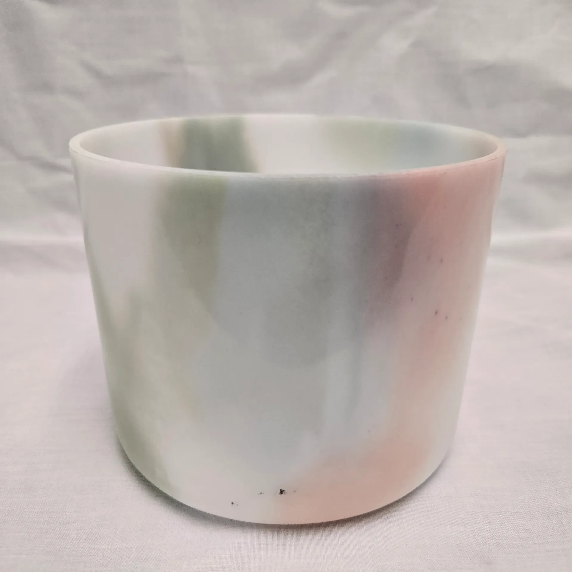 [5408] [#5408] 6" Moldavite & Rose Quartz Infused Quartz Crystal Singing Bowl 4B-14 | 489 Hz