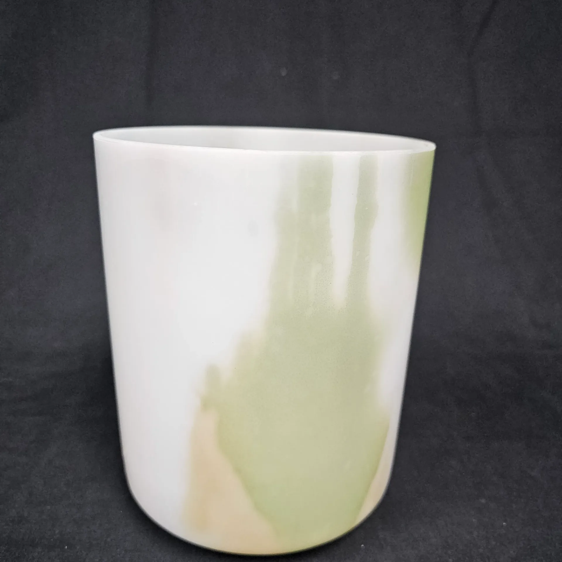 [#5409] 6" Moldavite & Rose Quartz Infused Quartz Crystal Singing Bowl 4A#+36 | 476 Hz | Wabi-Sabi
