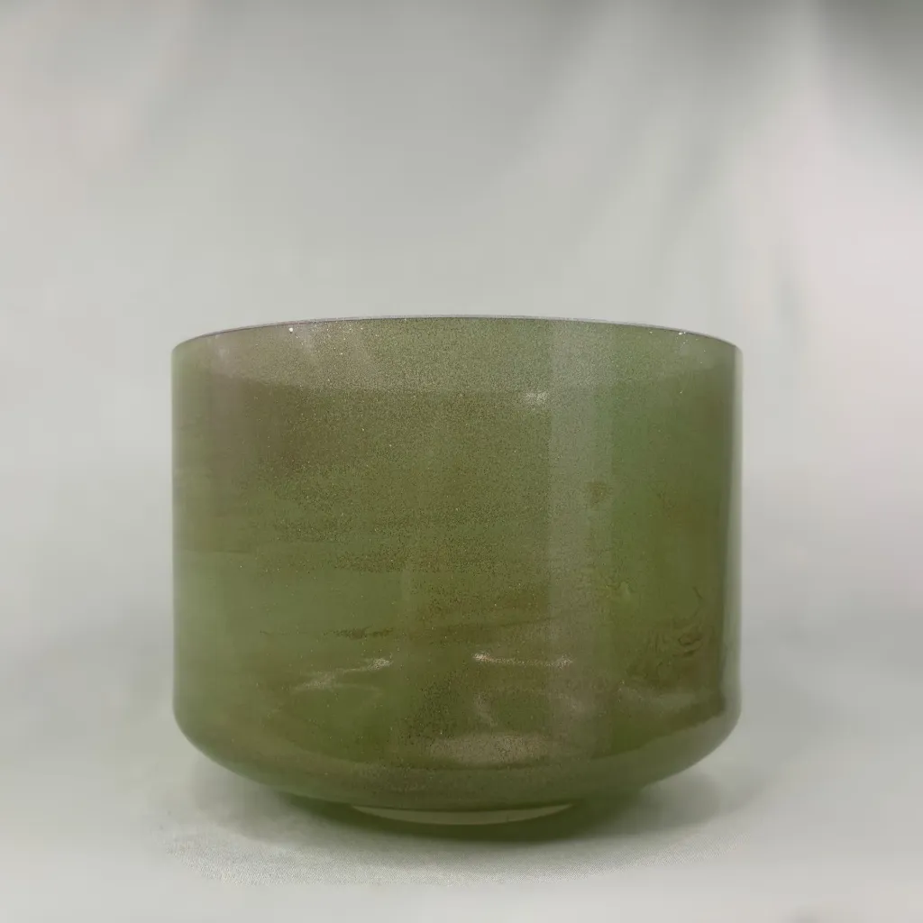 [#798] 9" Epidote Infused Quartz Crystal Singing Bowl | A#+47