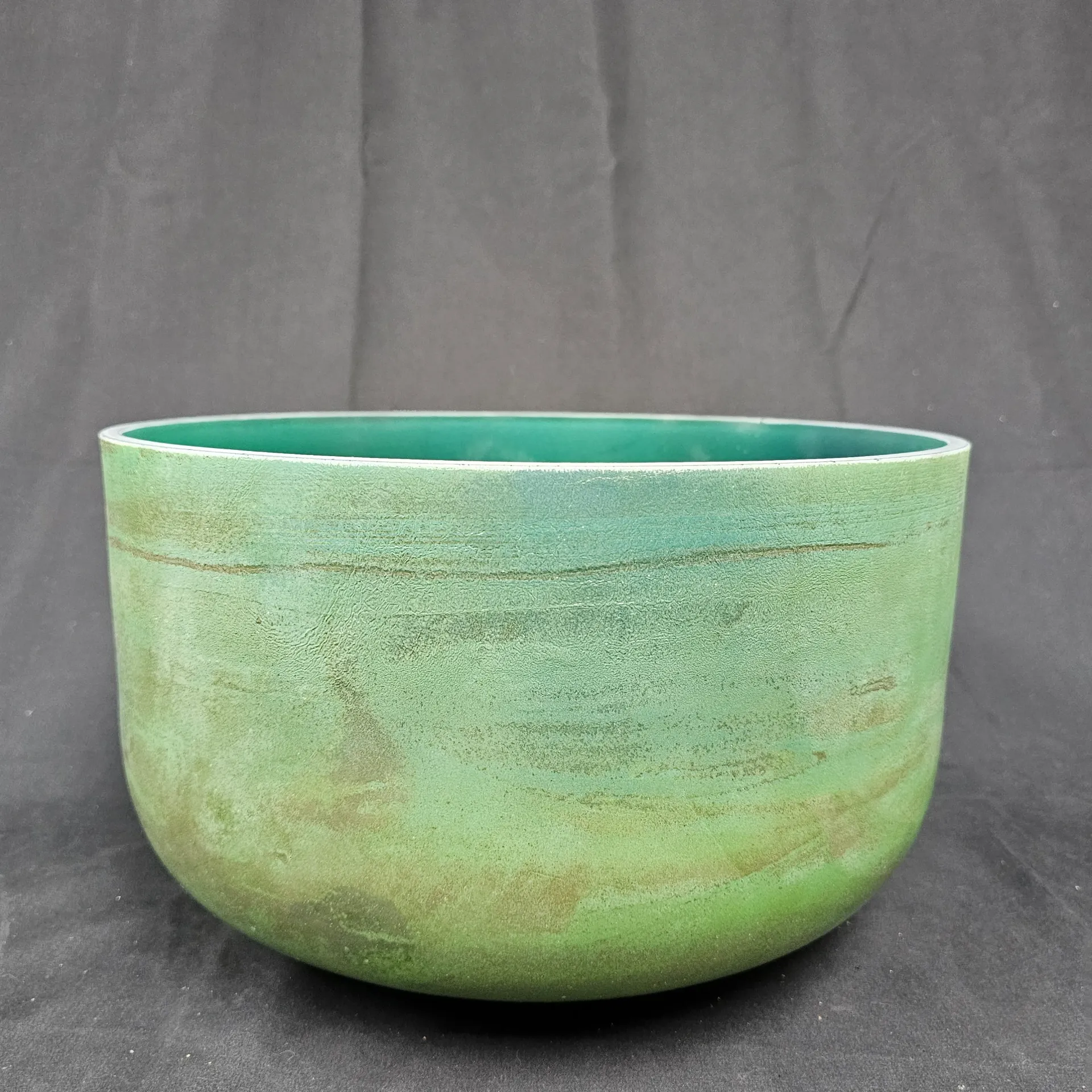 [#5450] 14" Moldavite Infused Quartz Crystal Singing Bowl | 3B-23 | 244 Hz