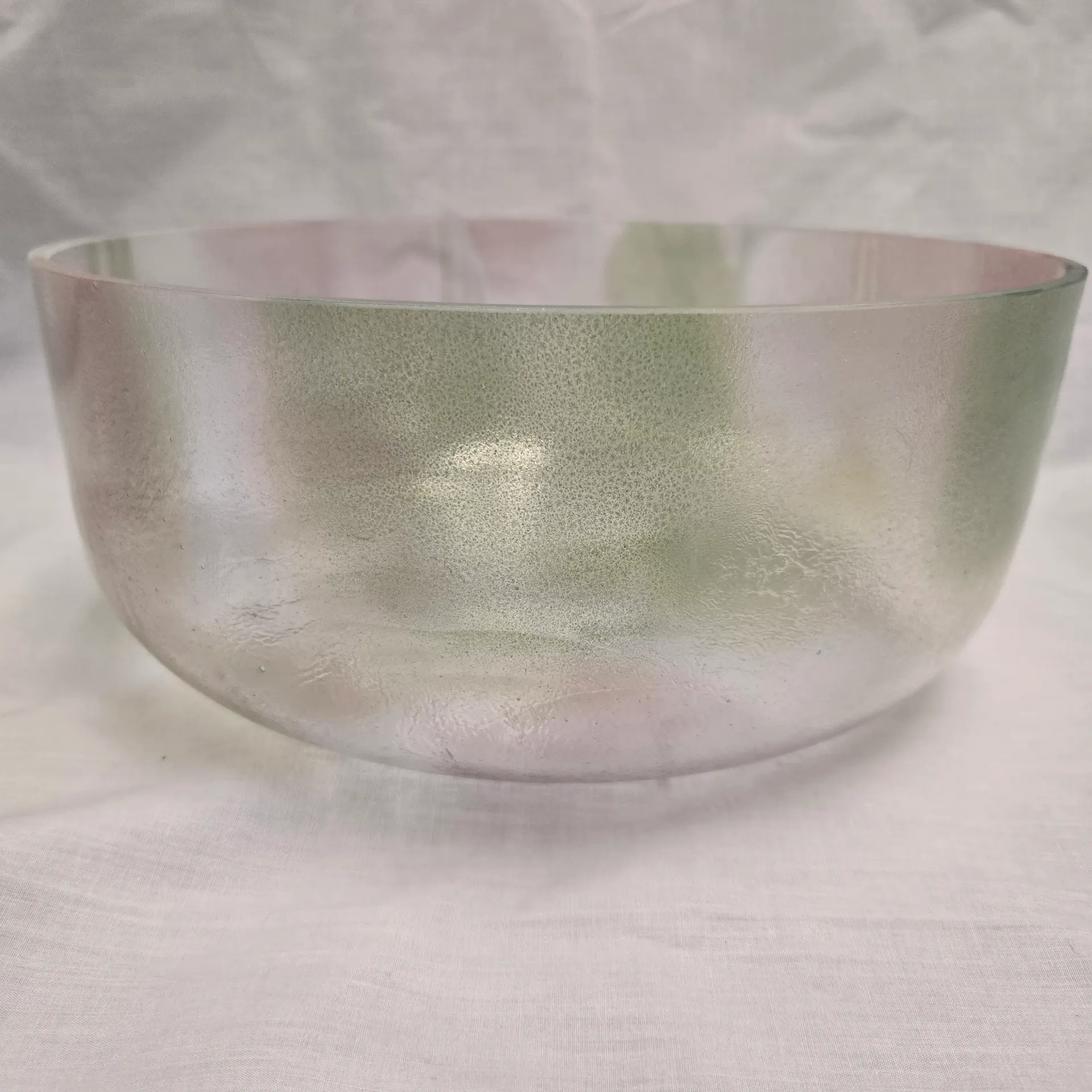 [#5498] 12" Moldavite & Rose Quartz Infused Quartz Crystal Singing Bowl 4C#-11 | 275 Hz