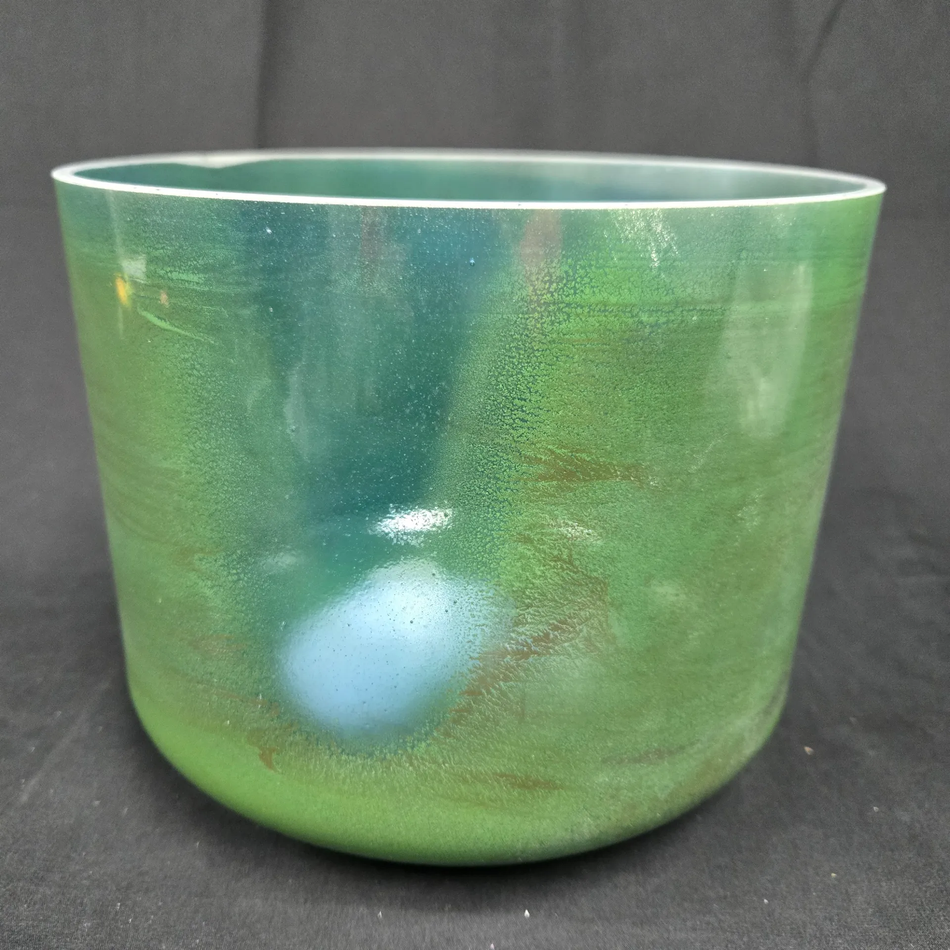 [#5524] 9" Moldavite Infused Quartz Crystal Singing Bowl | 4C#-21 | 273 Hz