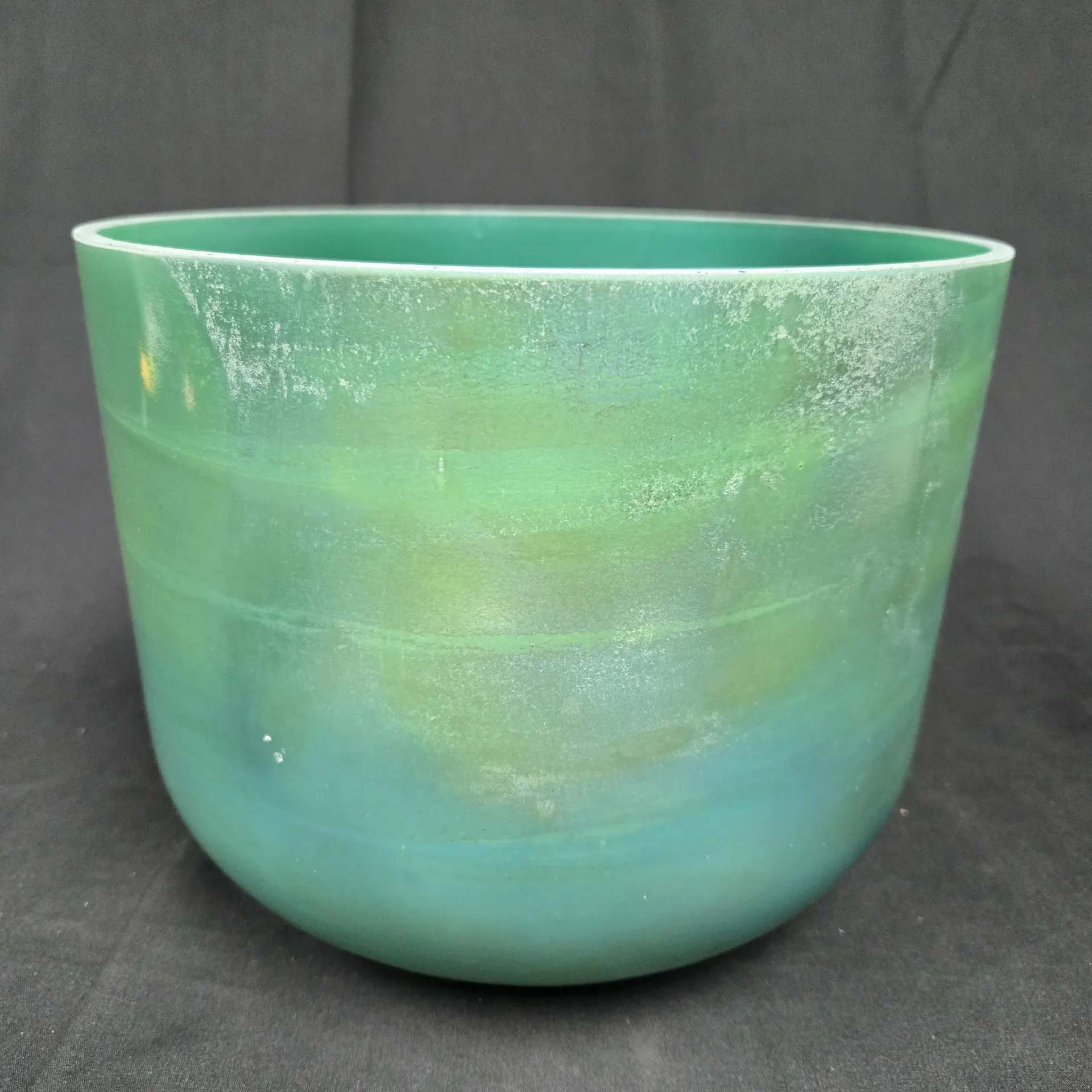 [#5538] 10" Moldavite Infused Quartz Crystal Singing Bowl | 4C-8 | 260 Hz