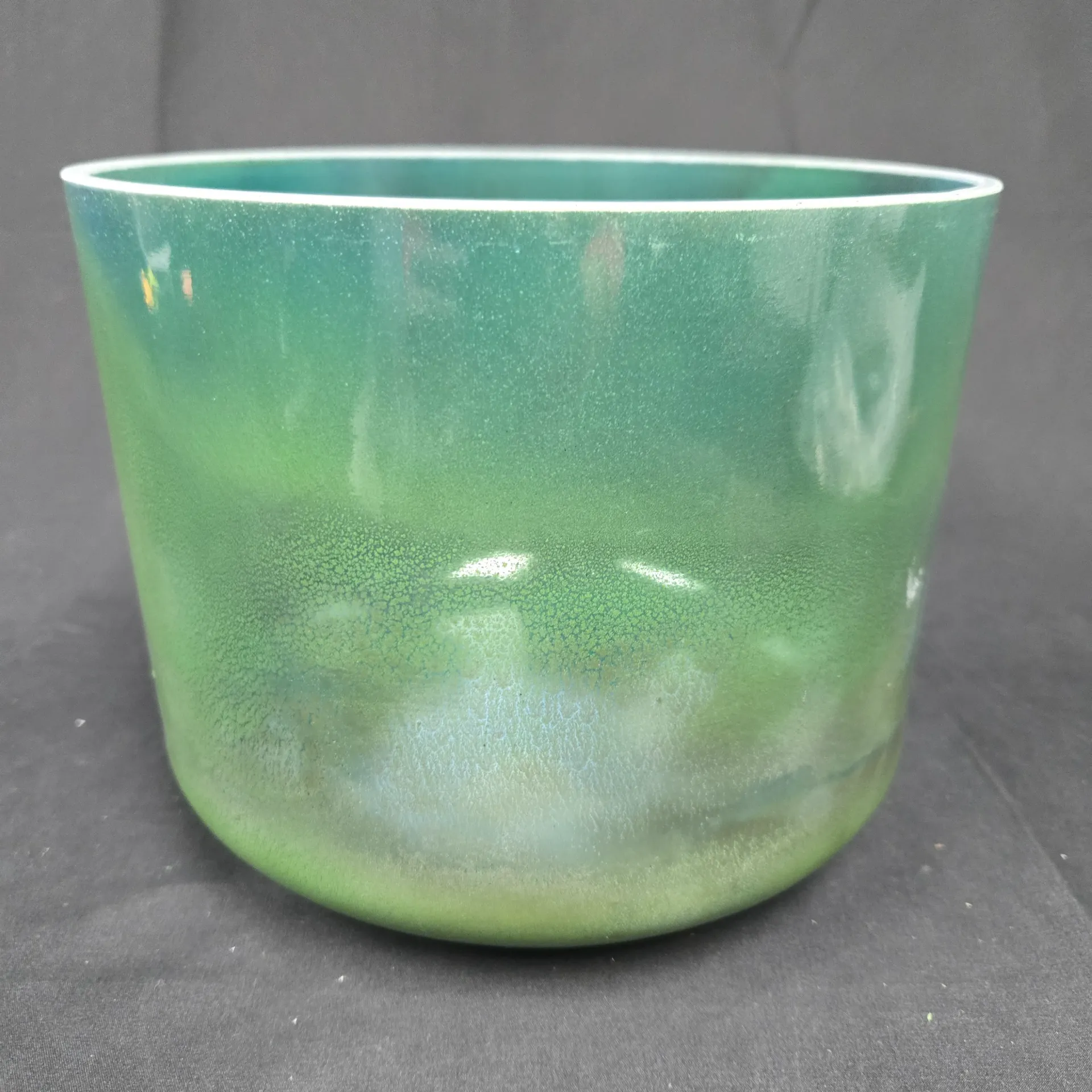 [#5530] 9" Moldavite Infused Quartz Crystal Singing Bowl | 4D#-35 | 304 Hz