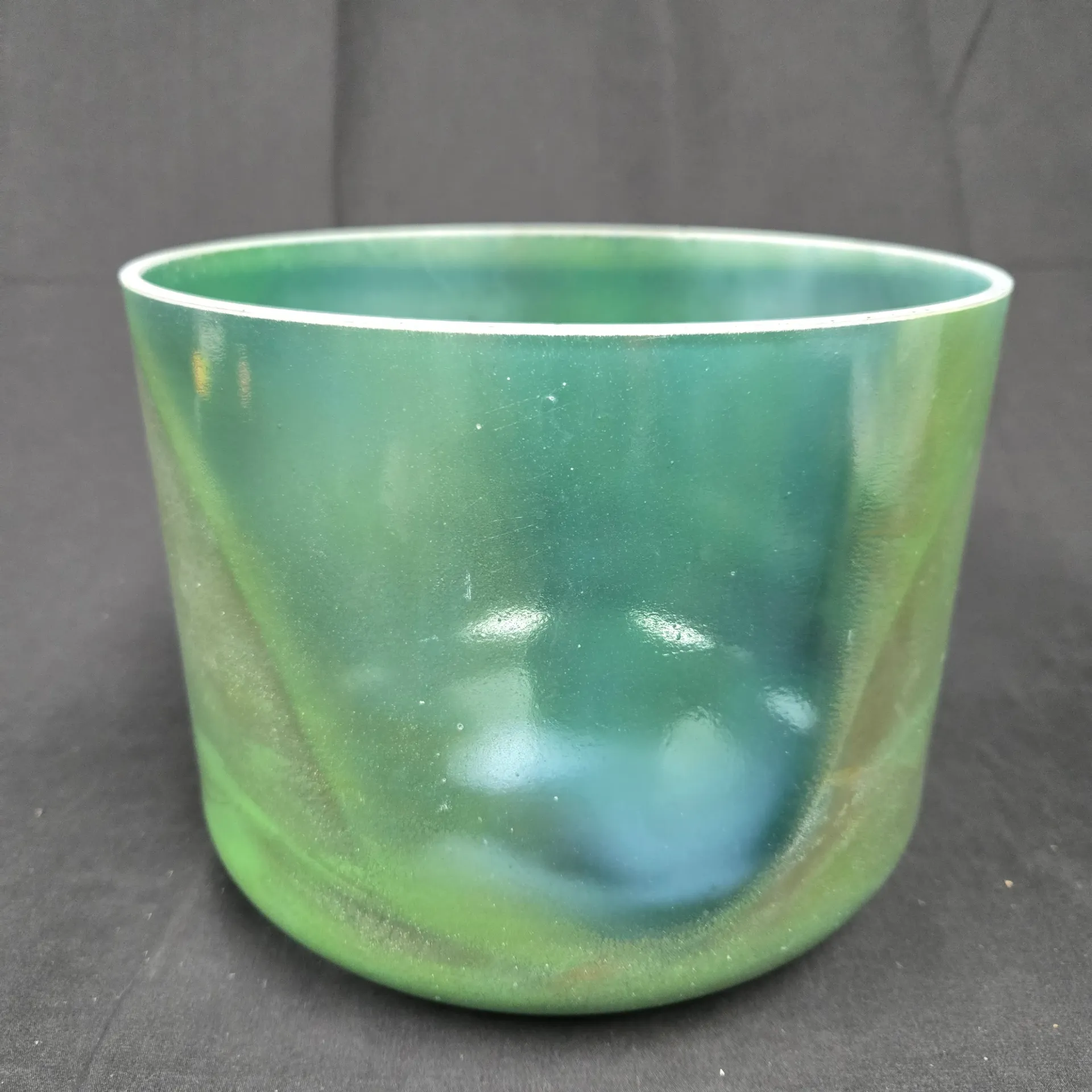 [#5533] 9" Moldavite Infused Quartz Crystal Singing Bowl | 4C#-20 | 274 Hz