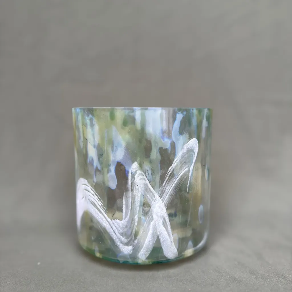 [383] Sacred Geometry Tea Quartz Crystal Singing Bowl | 7" D Note (+9) | Concert Pitch | #383