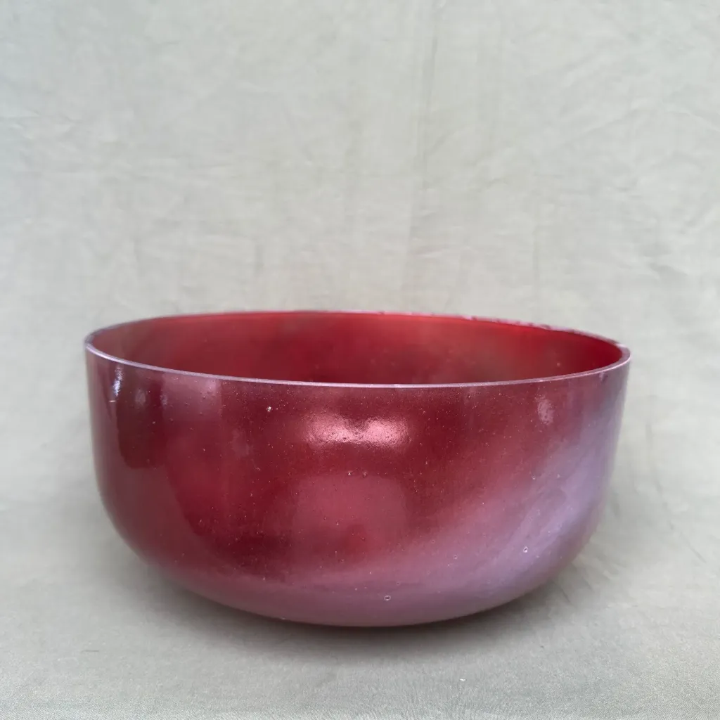 [#1418] 12" Red Spinel Infused Quartz Crystal Singing Bowl | 3G+15 | 198 Hz